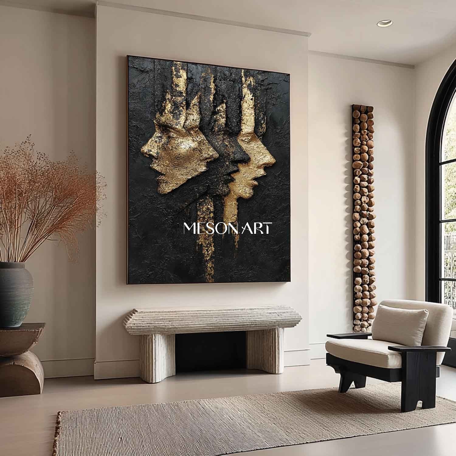 Black and gold elegant lady portrait abstract art Elegant lady portrait wall art decoration ideas