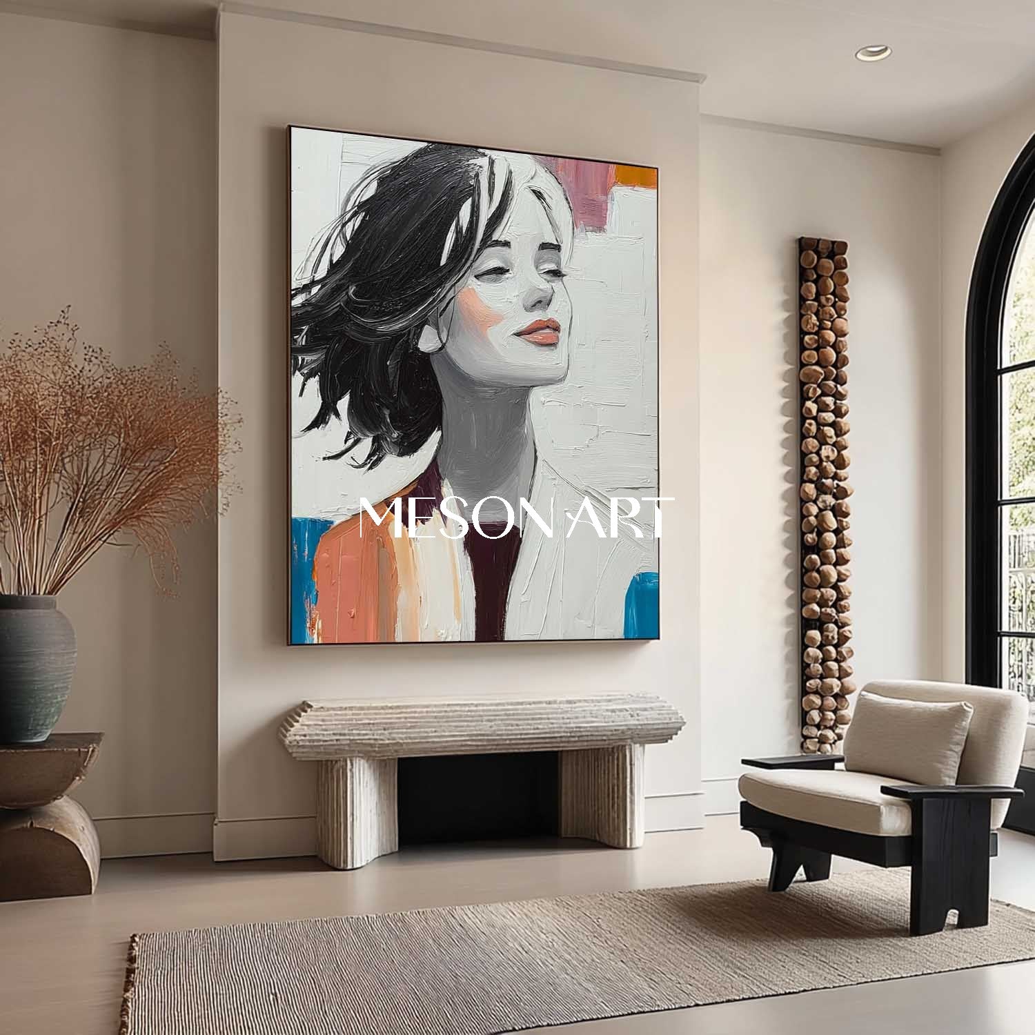 Surrealist Woman Oil Painting – Conceptual Female Portrait Wall Art