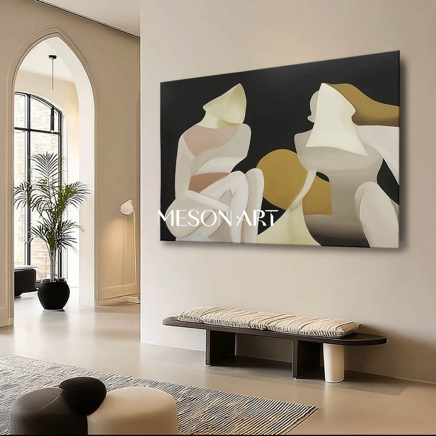 Order Large Minimalist Abstract Oil Painting for Office Wall or Lounge