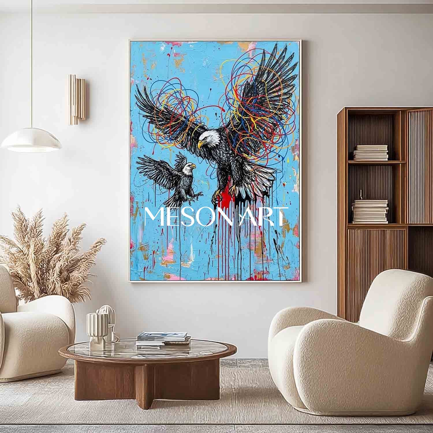 American Bald Eagle Wall Art Office Decor Power Symbol Graffiti Style Animal Art