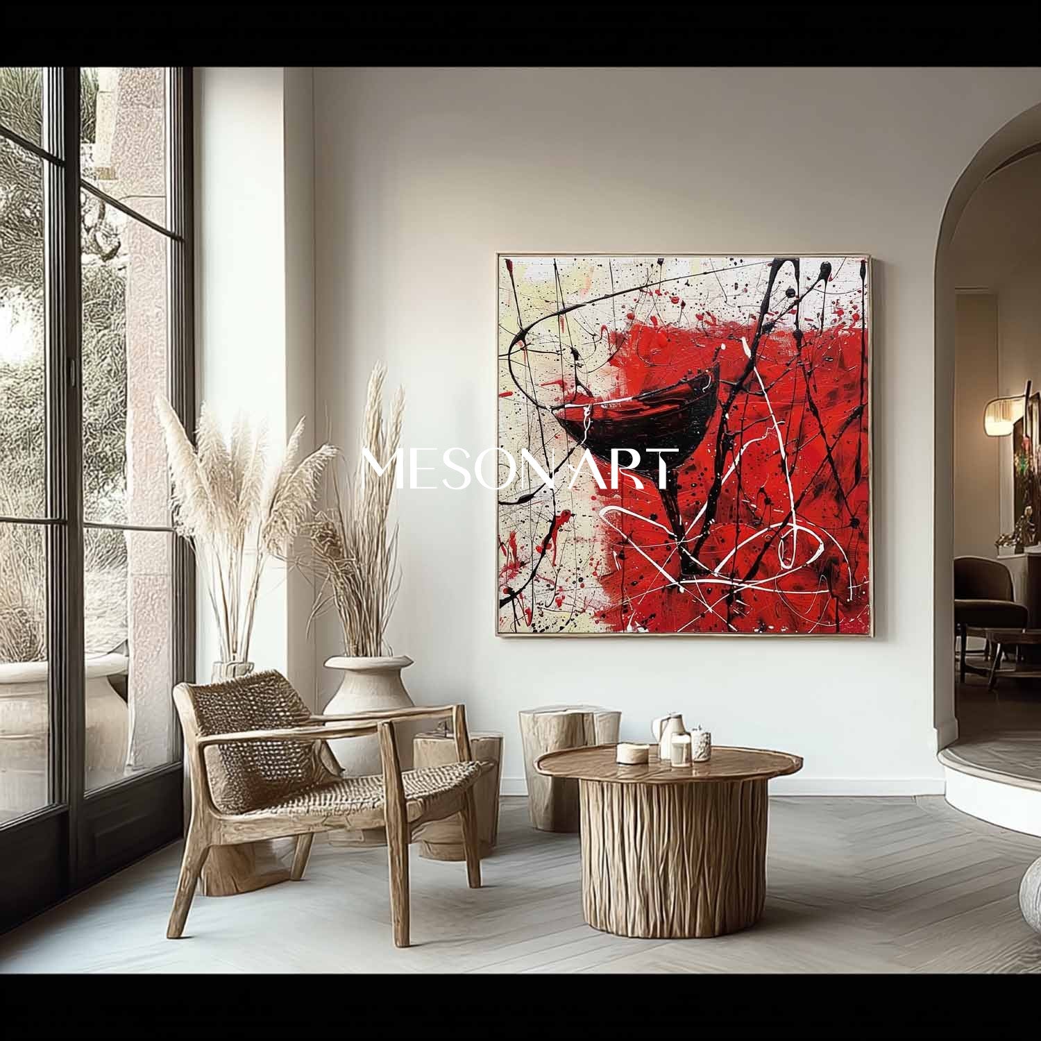 Red Wine Glass Abstract Canvas Art for Sale Winery Wall Art Decor Red Wine Abstract Painting