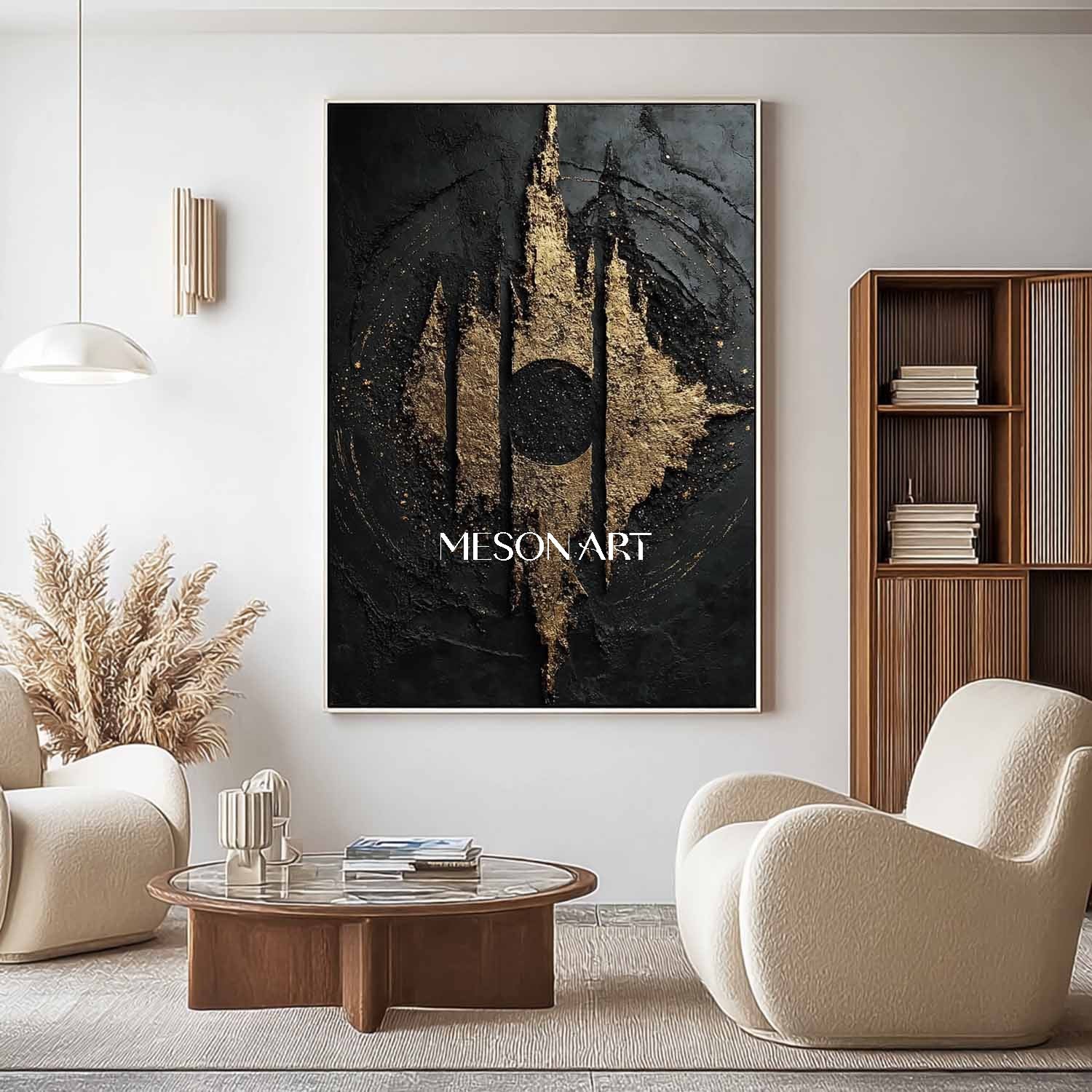 Large Black and gold abstract art canvas Black and gold texture painting Black gold wall art decor