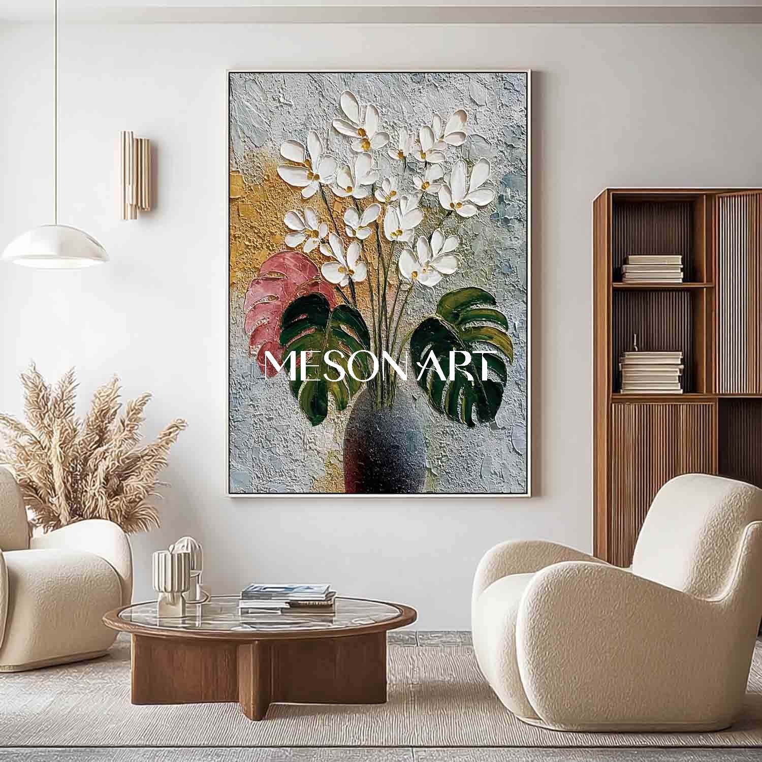 Floral Canvas Art Contemporary Floral Texture Art Modern Abstract Botanical Wall Art for Entryway
