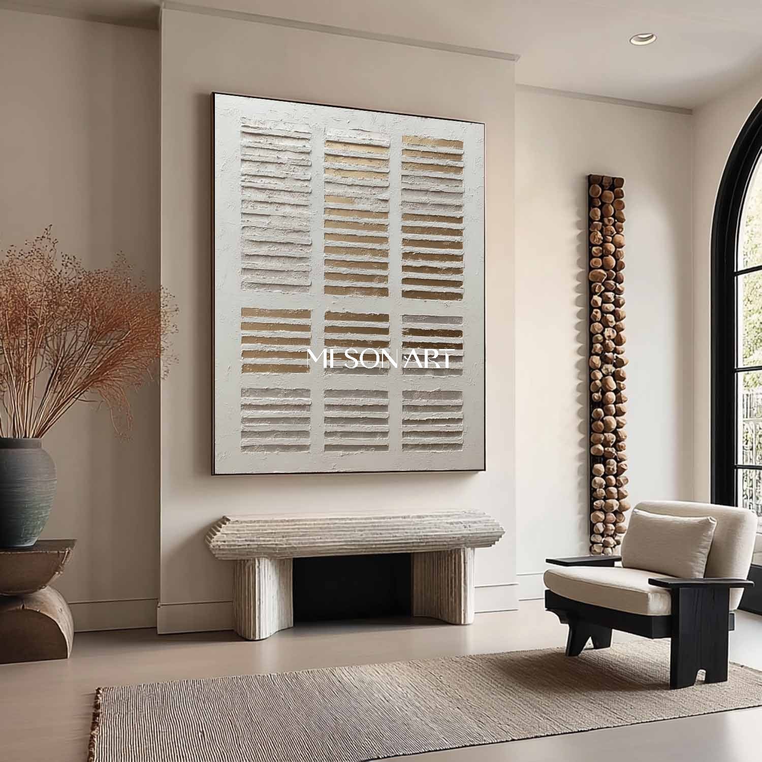 Interior design wall decor ideas Gold and white abstract texture canvas art for sale Wabi-sabi art