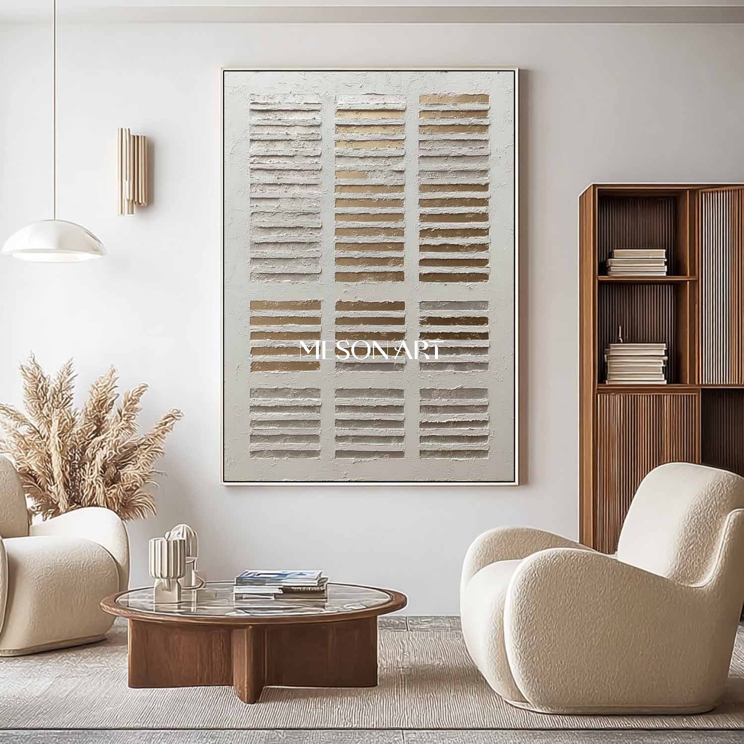 Interior design wall decor ideas Gold and white abstract texture canvas art for sale Wabi-sabi art