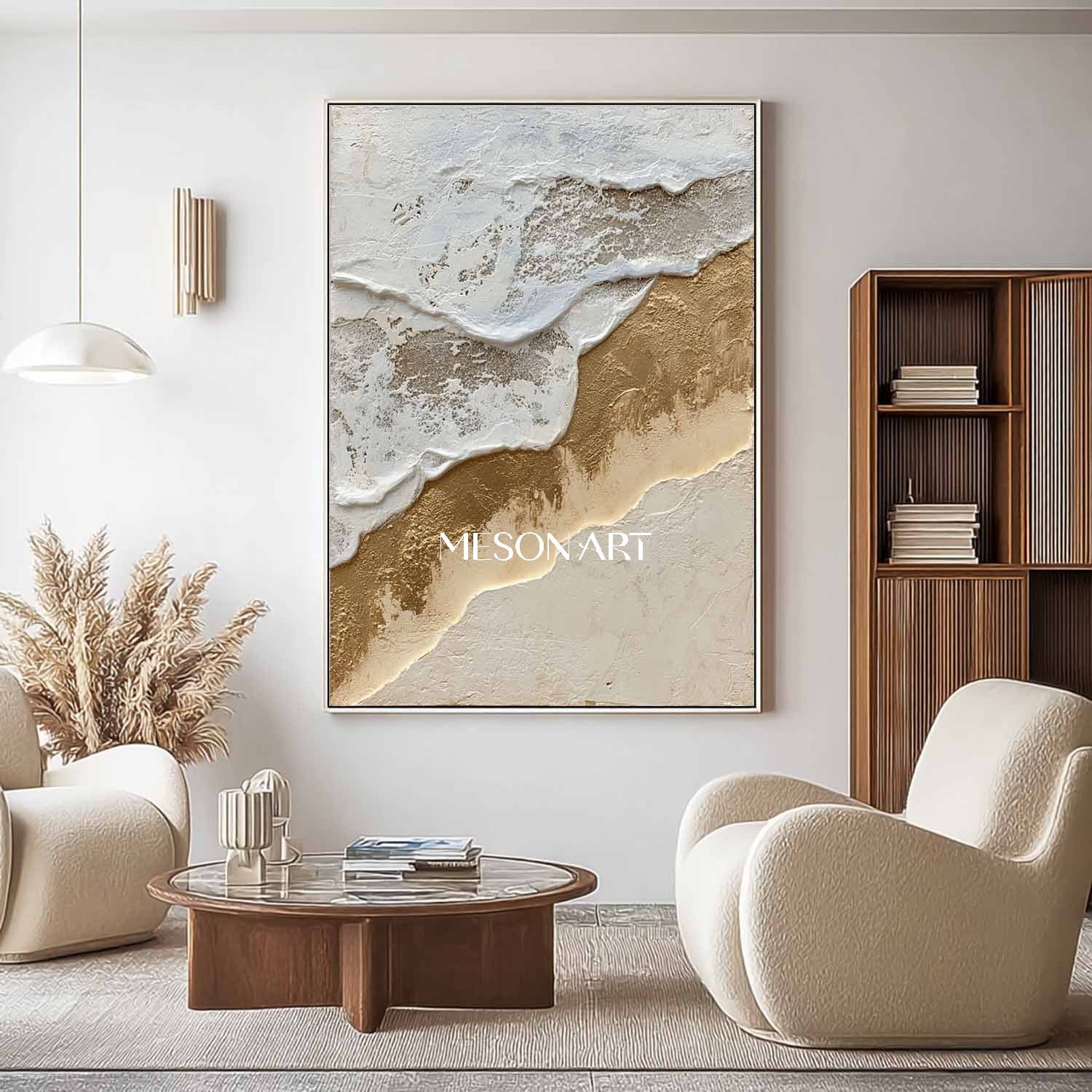 Gold and white ocean waves beach abstract art Ocean waves abstract canvas wall painting decor ideas
