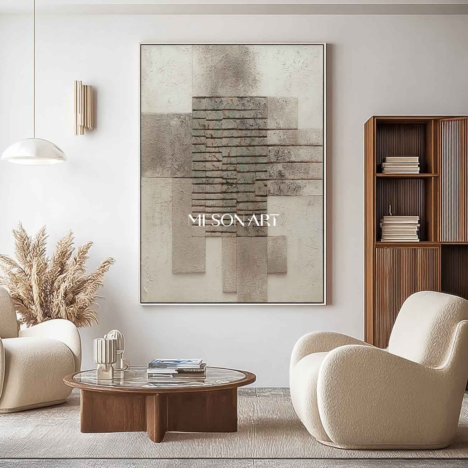 Wabi-sabi wall art decor Light earth tone abstract canvas art for sale Earth tone texture painting