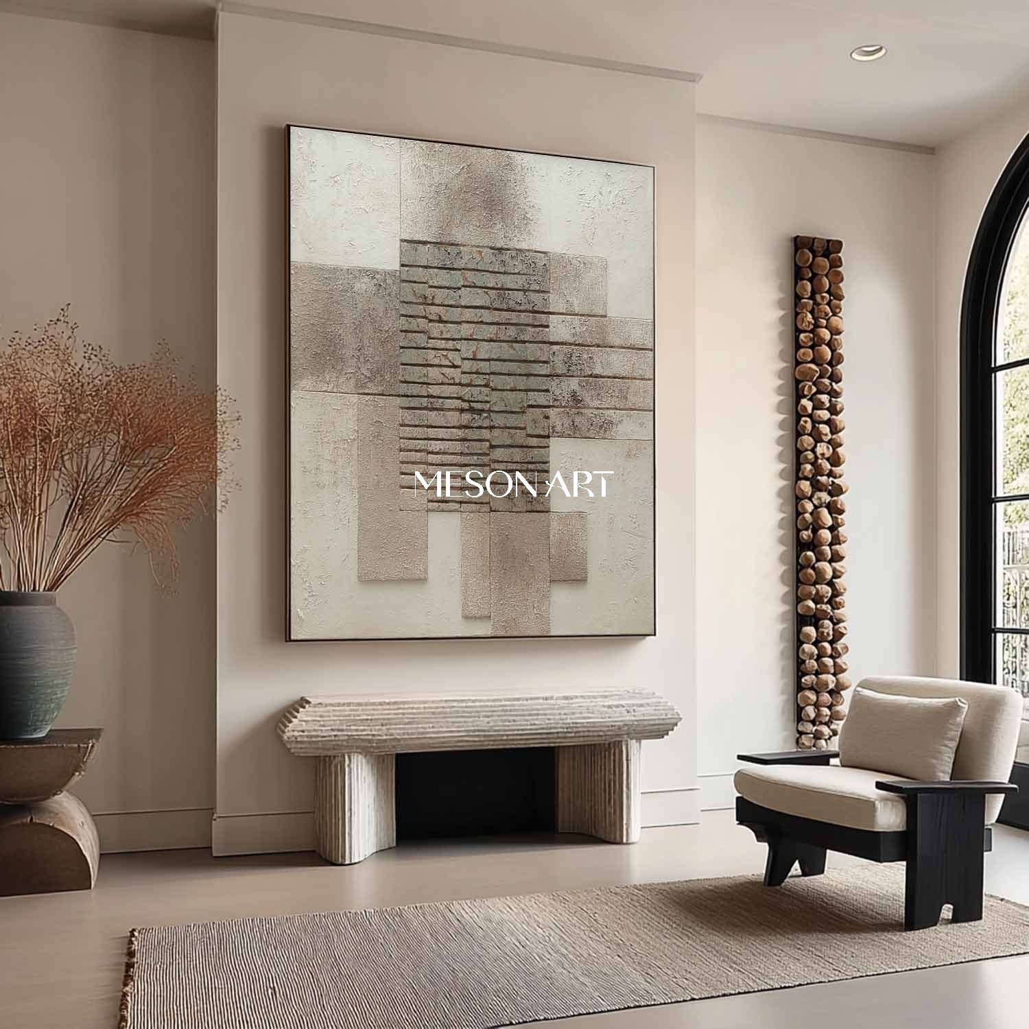Wabi-sabi wall art decor Light earth tone abstract canvas art for sale Earth tone texture painting