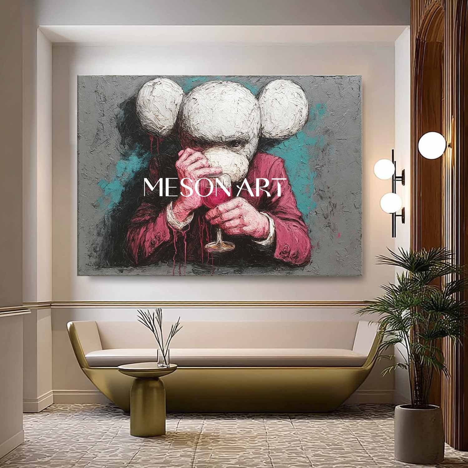 Large Contemporary Red Wine Abstract Art Kaws Abstract Pop Art Red Wine Modern Abstract Canvas Art