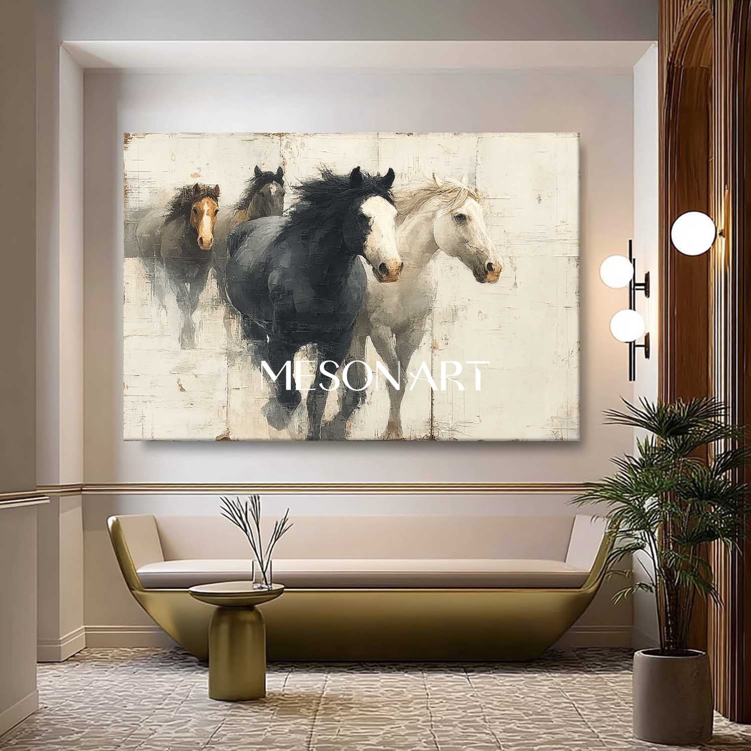 Beige and Black Horse Art for Sale Beige and Black Abstract Canvas Wall Art Decor