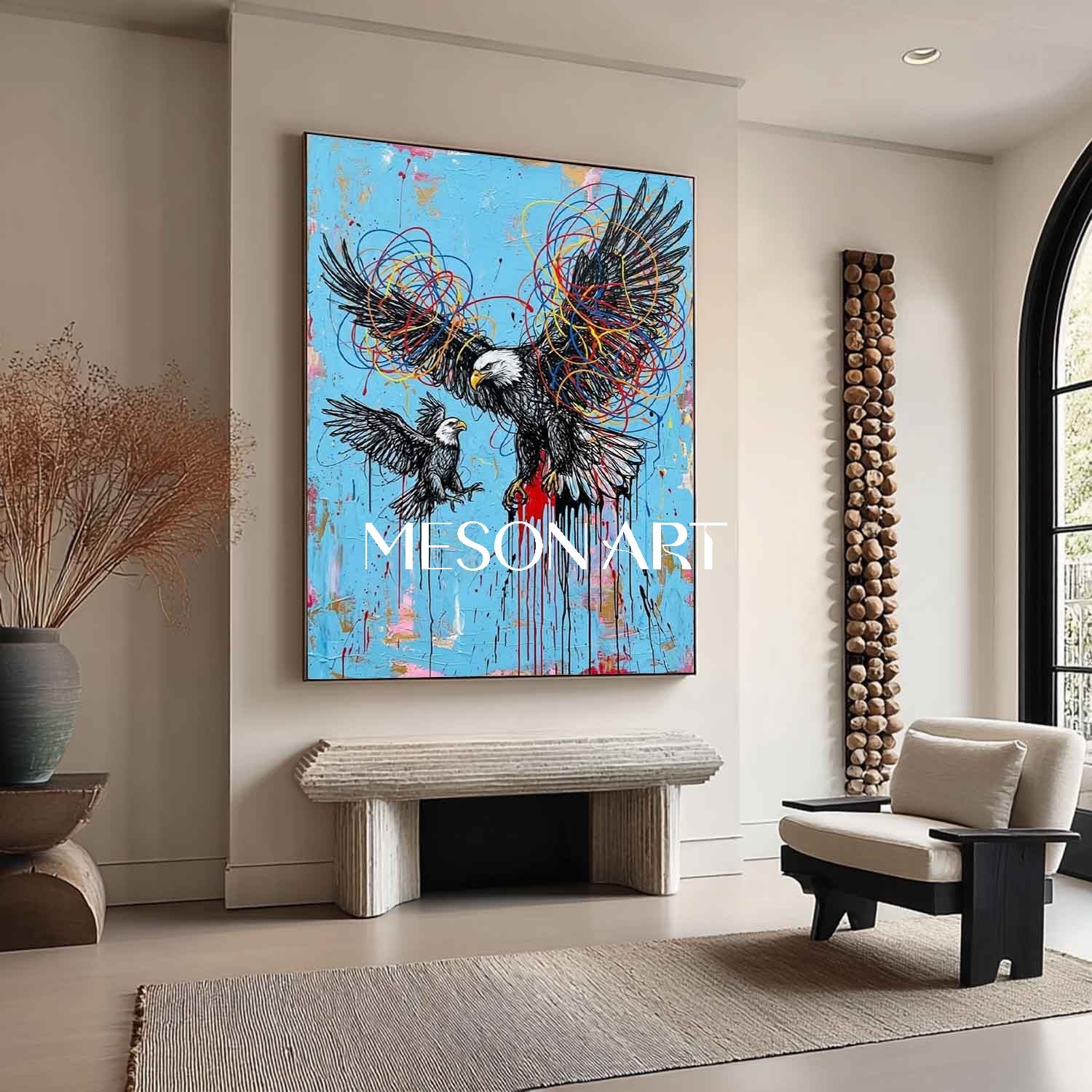 American Bald Eagle Wall Art Office Decor Power Symbol Graffiti Style Animal Art