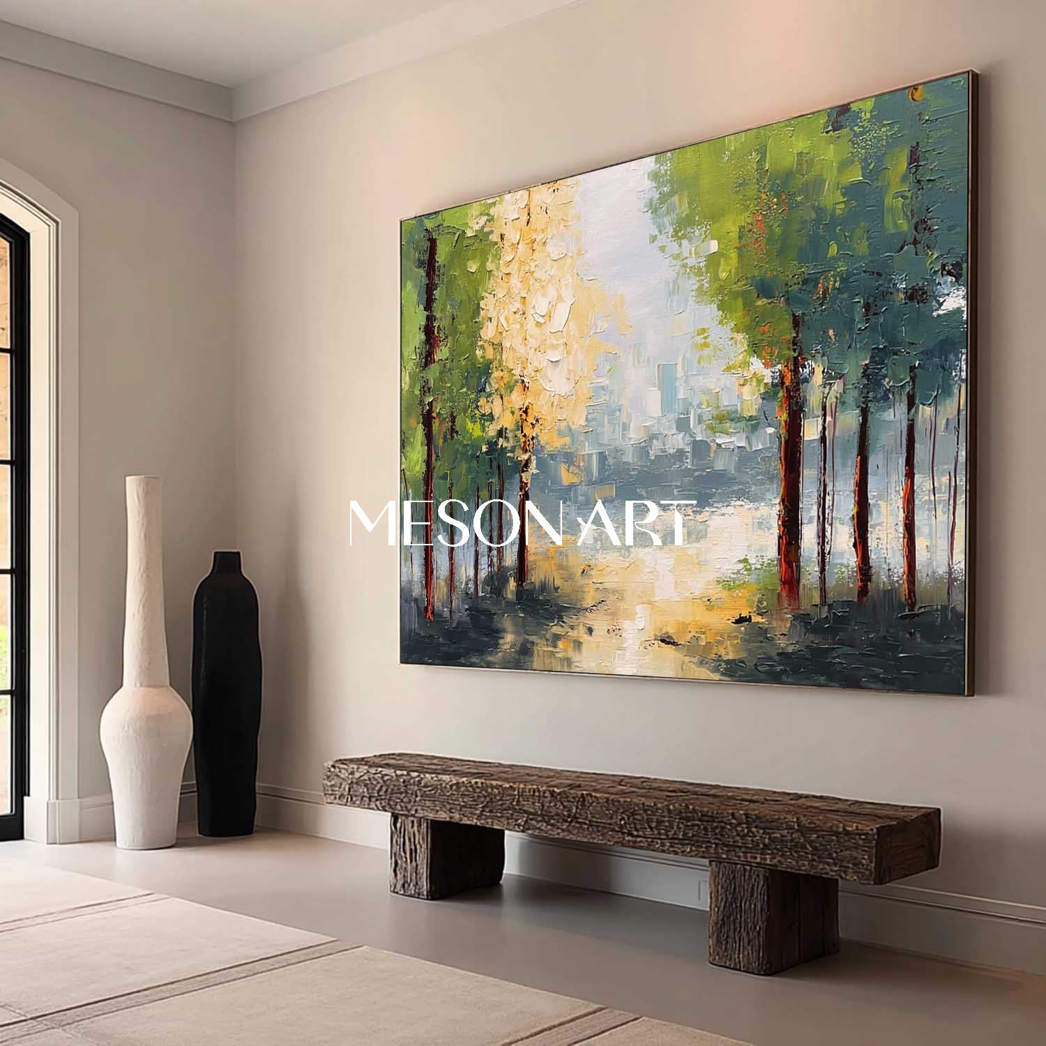 Autumn Landscape Art Original Fall Painting for Stylish Interior Design