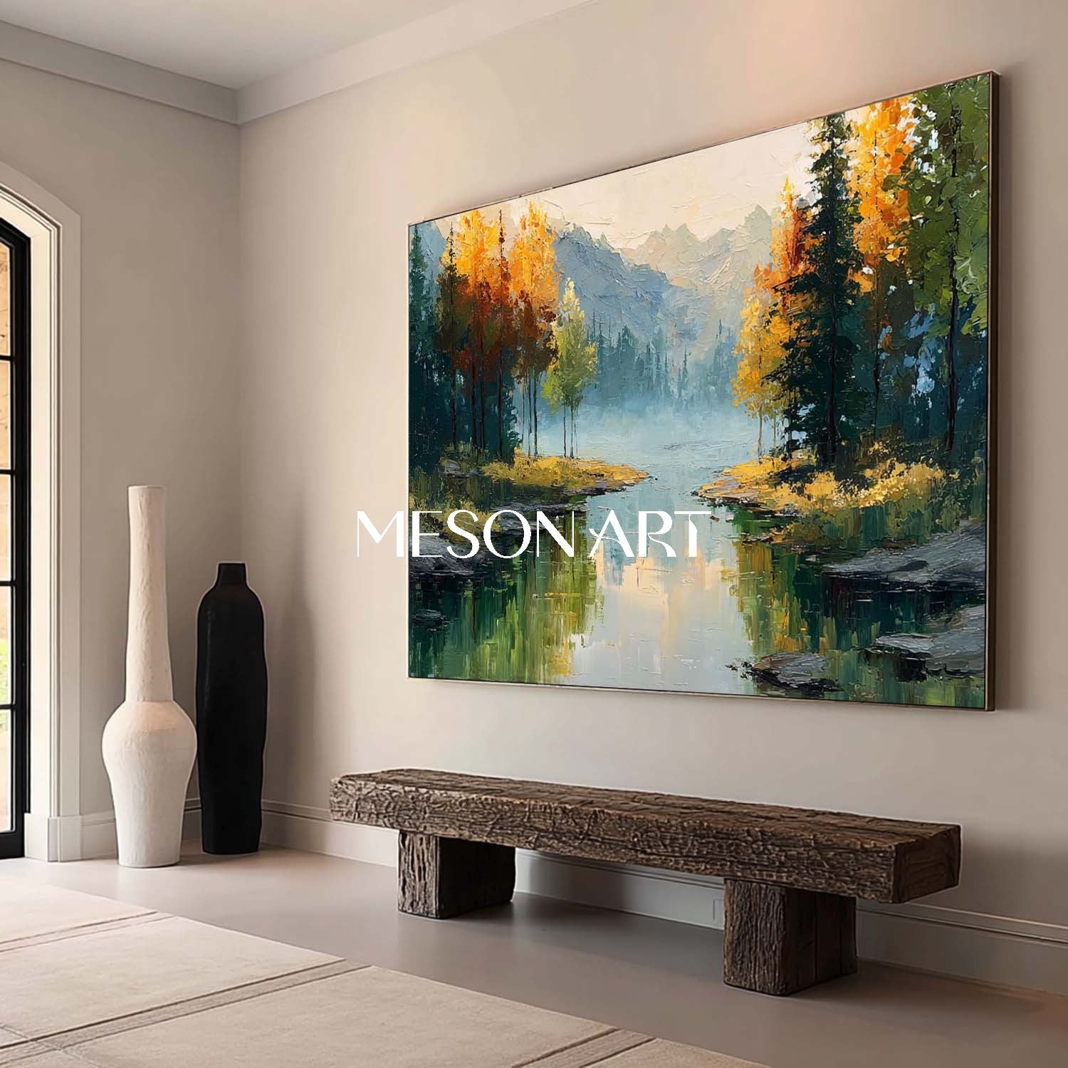 Autumn Wall Art Large Canvas Painting for Cozy Living Rooms Fall Decor