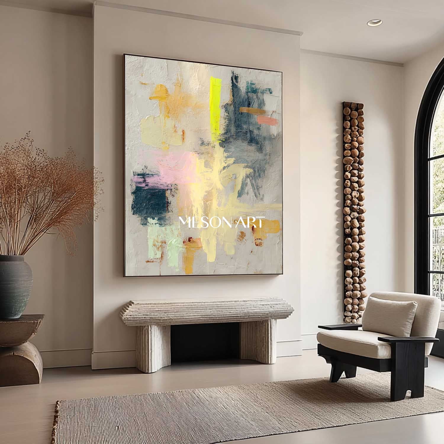 Large colorful abstract canvas art for sale Modern wall art decoration ideas Yellow abstract art