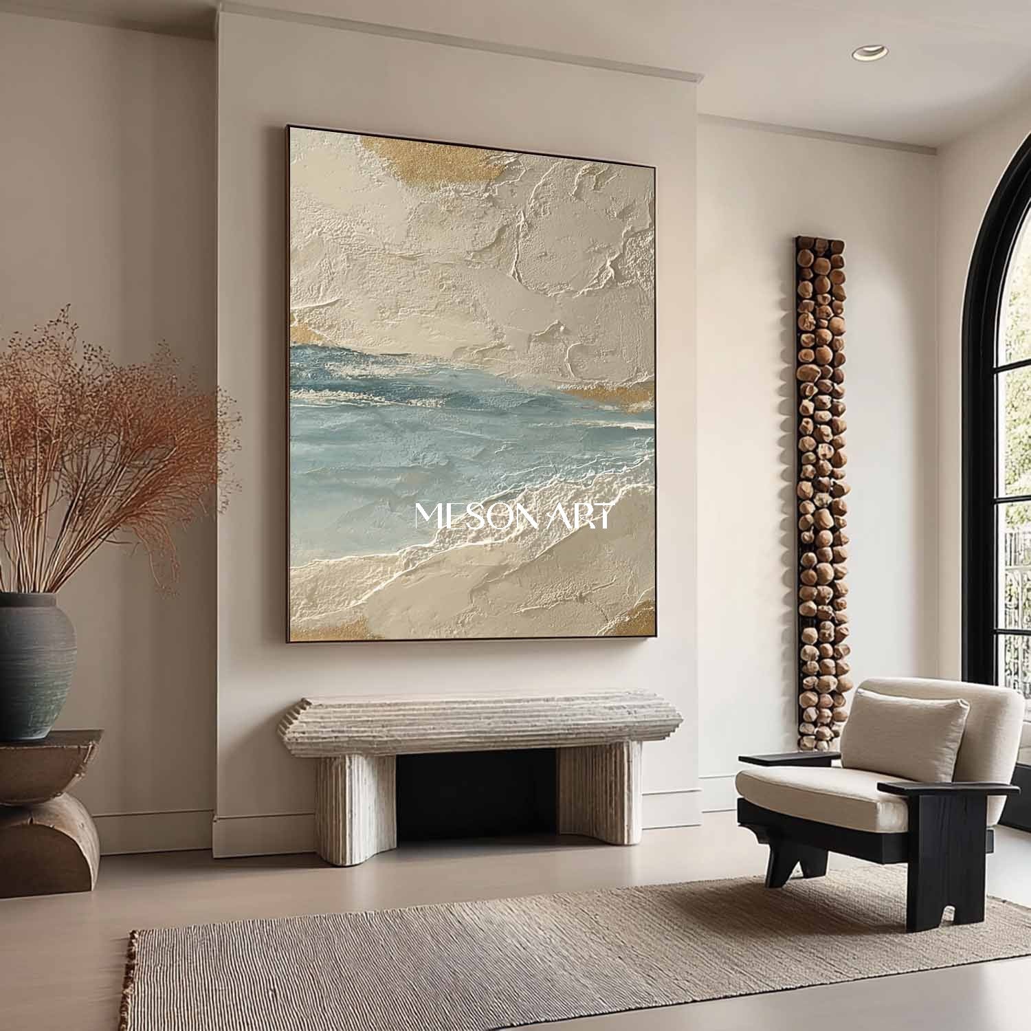 Beige and light blue abstract art Contemporary beige abstract canvas wall painting decoration ideas