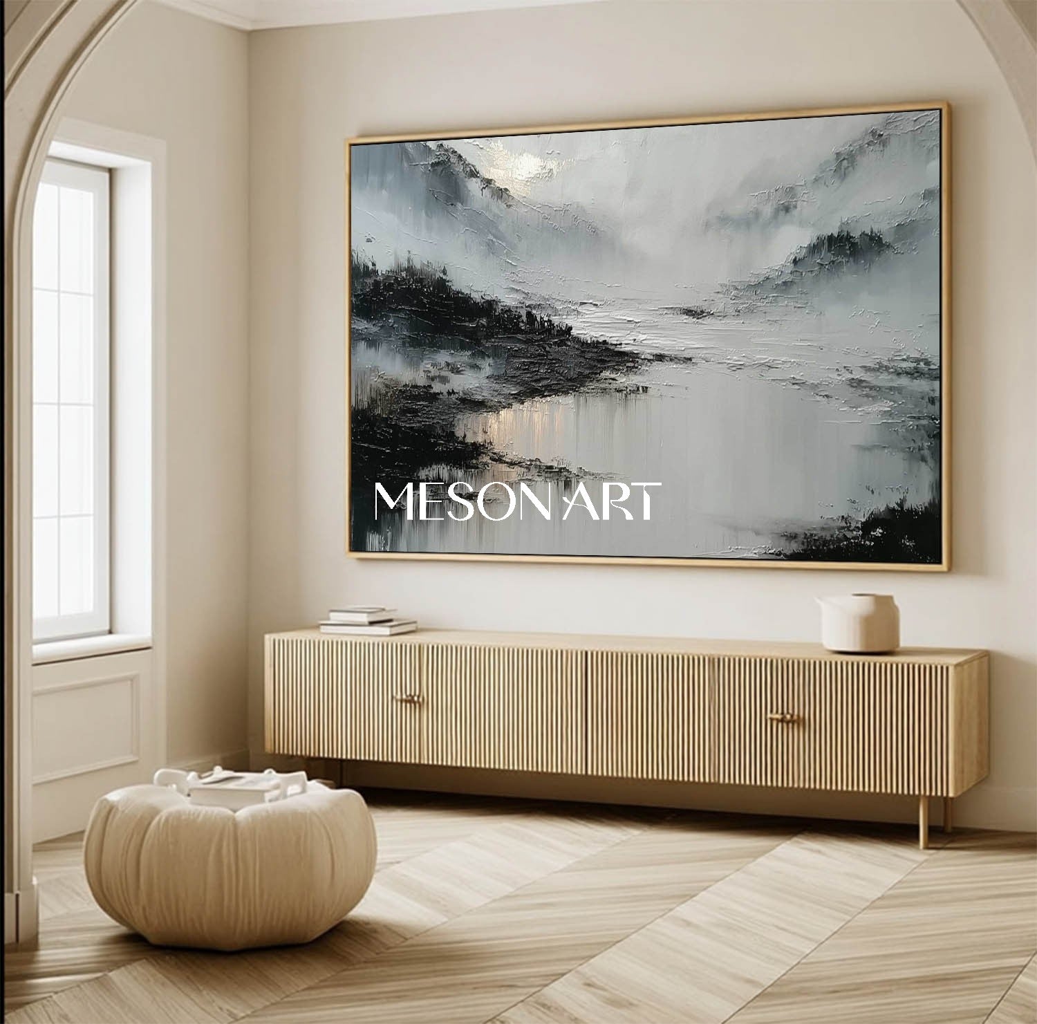 Shop Big Abstract Black Plaster Wall Art Minimalist Canvas Hallway