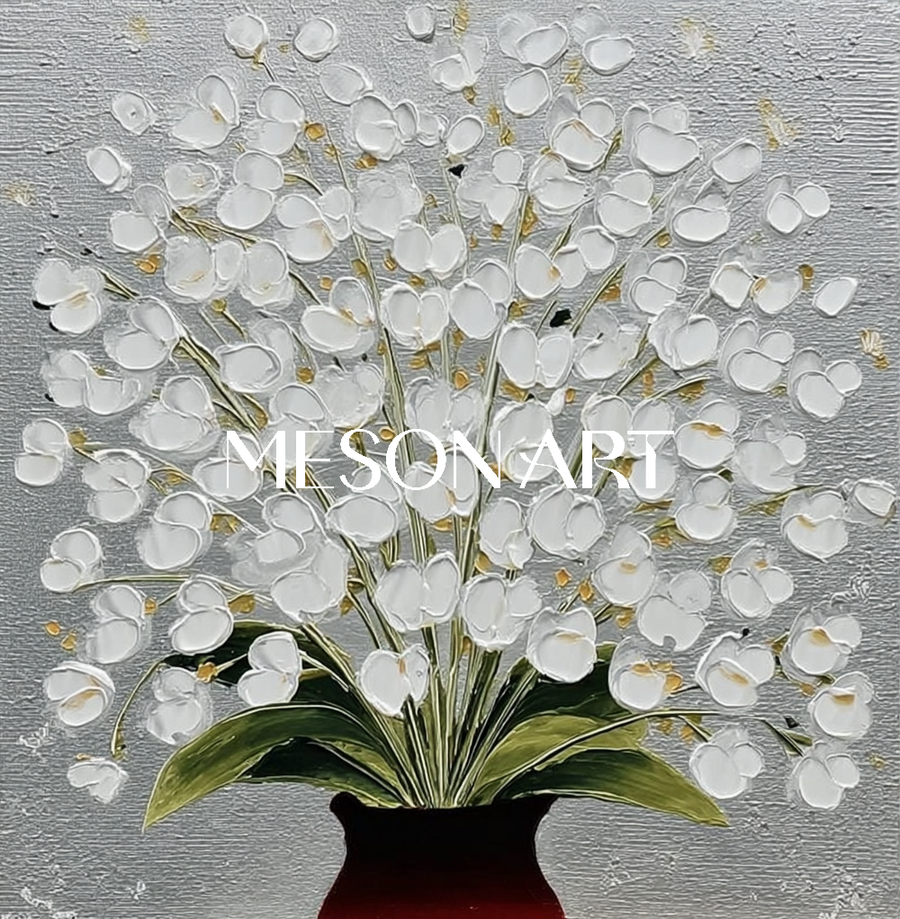 Set of 3 Modern Floral Art Printing with Silver Accents – Abstract Nature-Inspired Decor | Mesonart