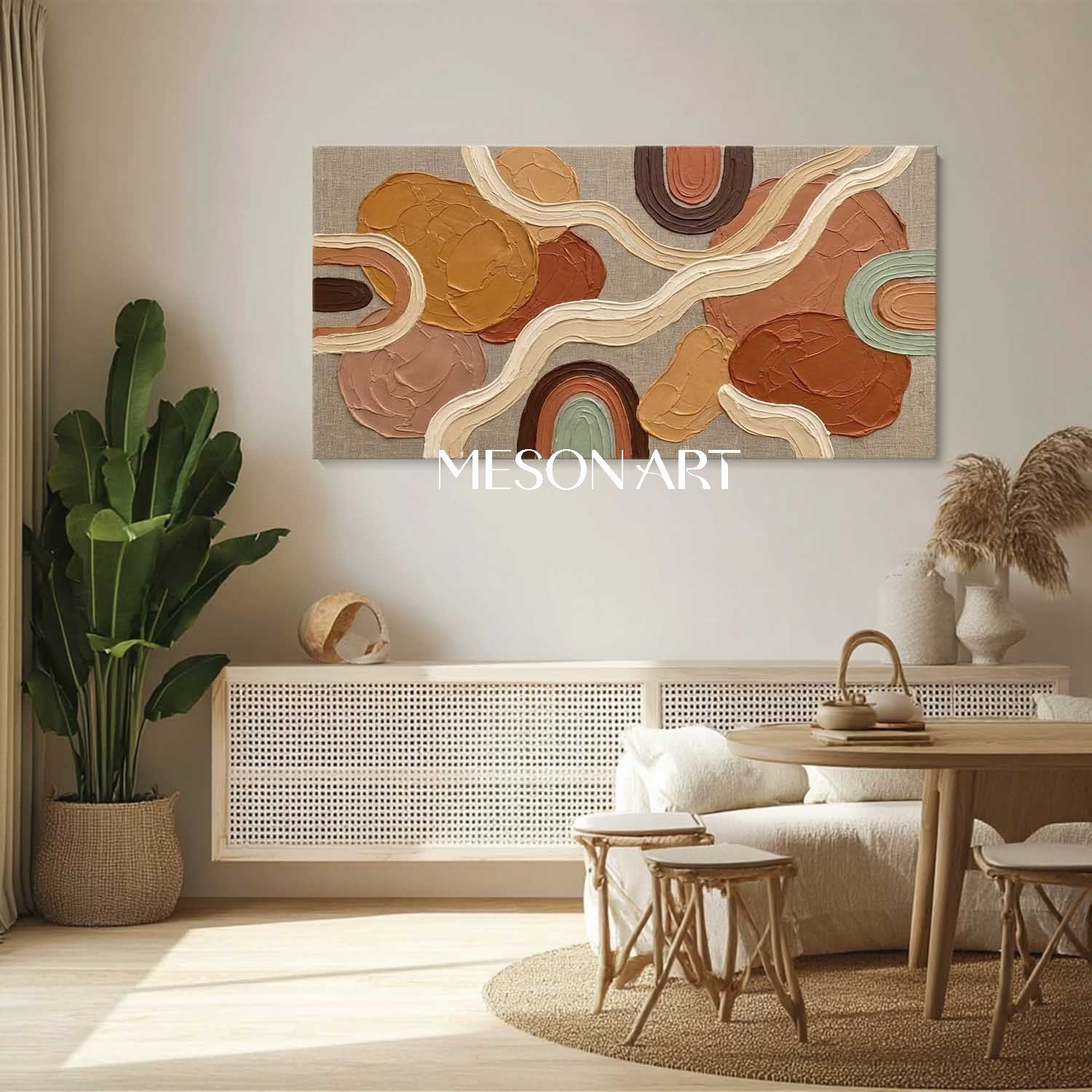 Modern Bohemian Minimalist Painting Abstract Linear Wall Art Decoration for Bedroom