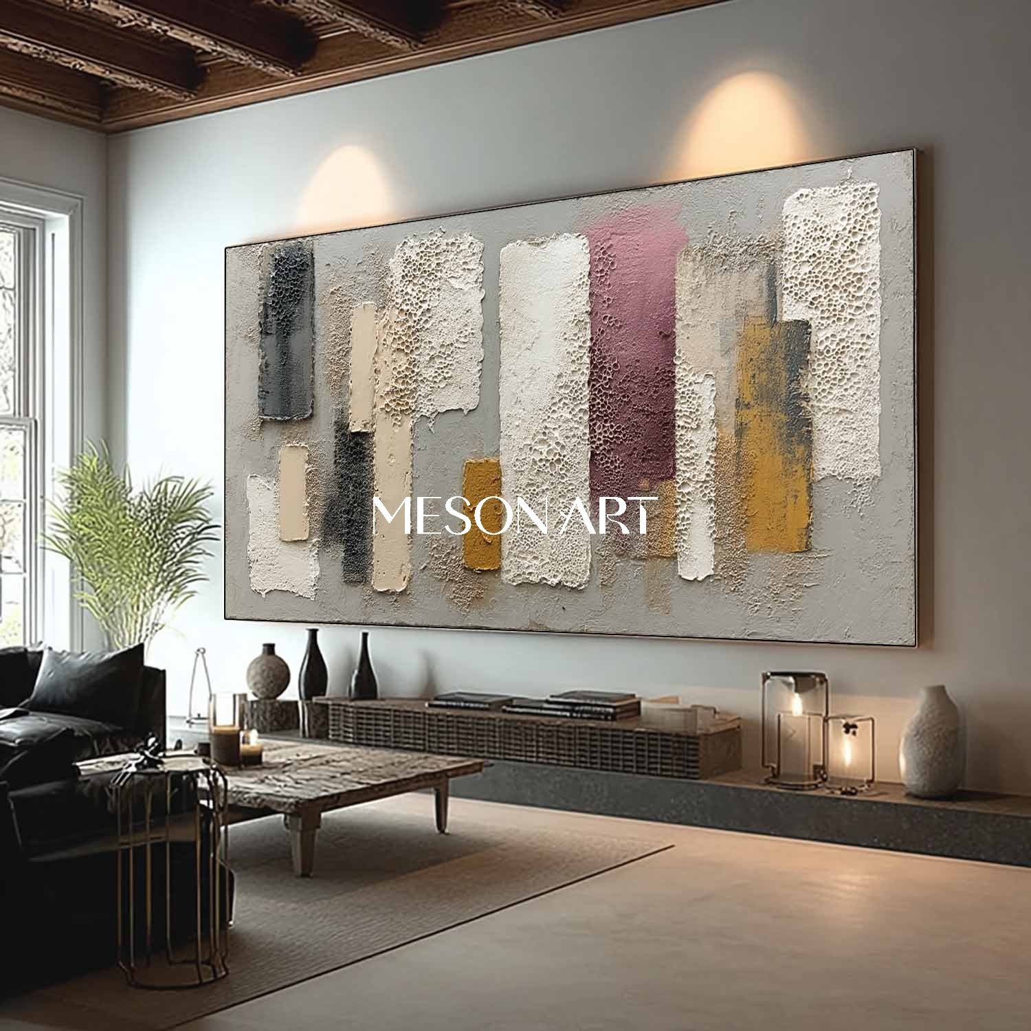 Contemporary Wabi-Sabi Geometric Art Large Colorful Wall Decor Hallway