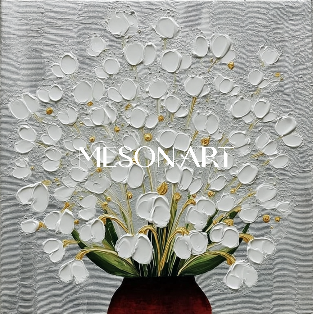 Set of 3 Modern Floral Art Printing with Silver Accents – Abstract Nature-Inspired Decor | Mesonart