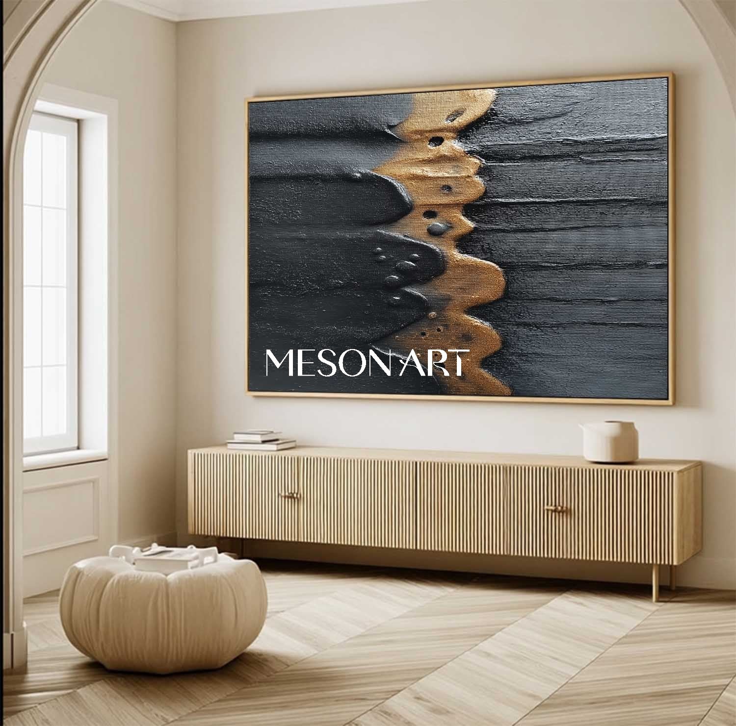 Wabi-Sabi Textured Minimalist Abstract Painting for Living Room Wall