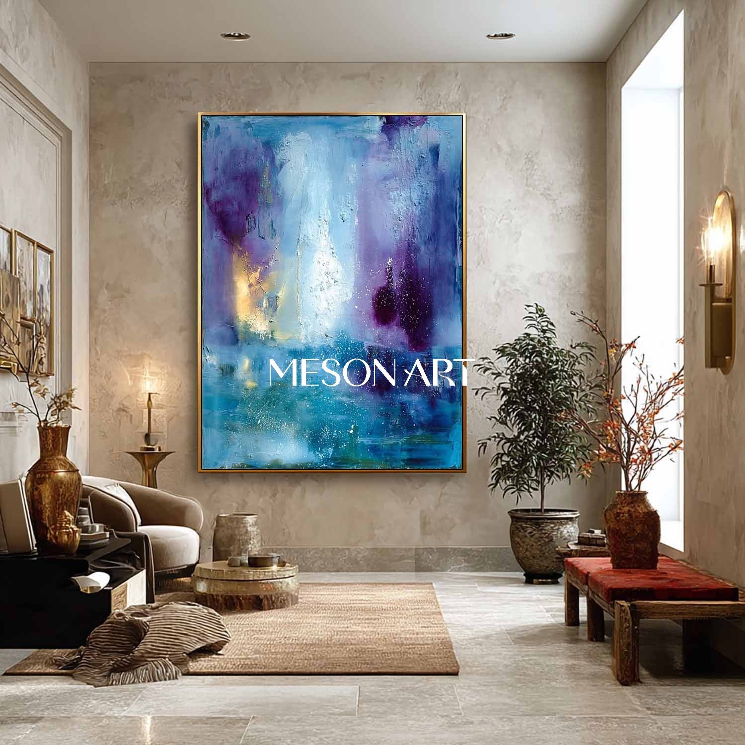 Dark Blue Abstract Art for Living Room Abstract Wall Art Paintings