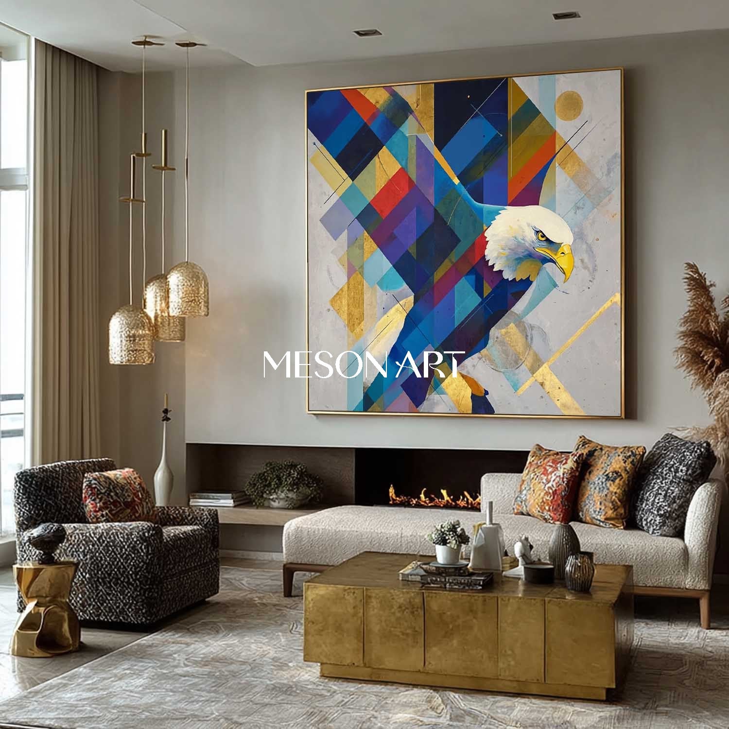 Buy Modern Abstract Eagle Wall Art Geometric Colorful Canvas Painting