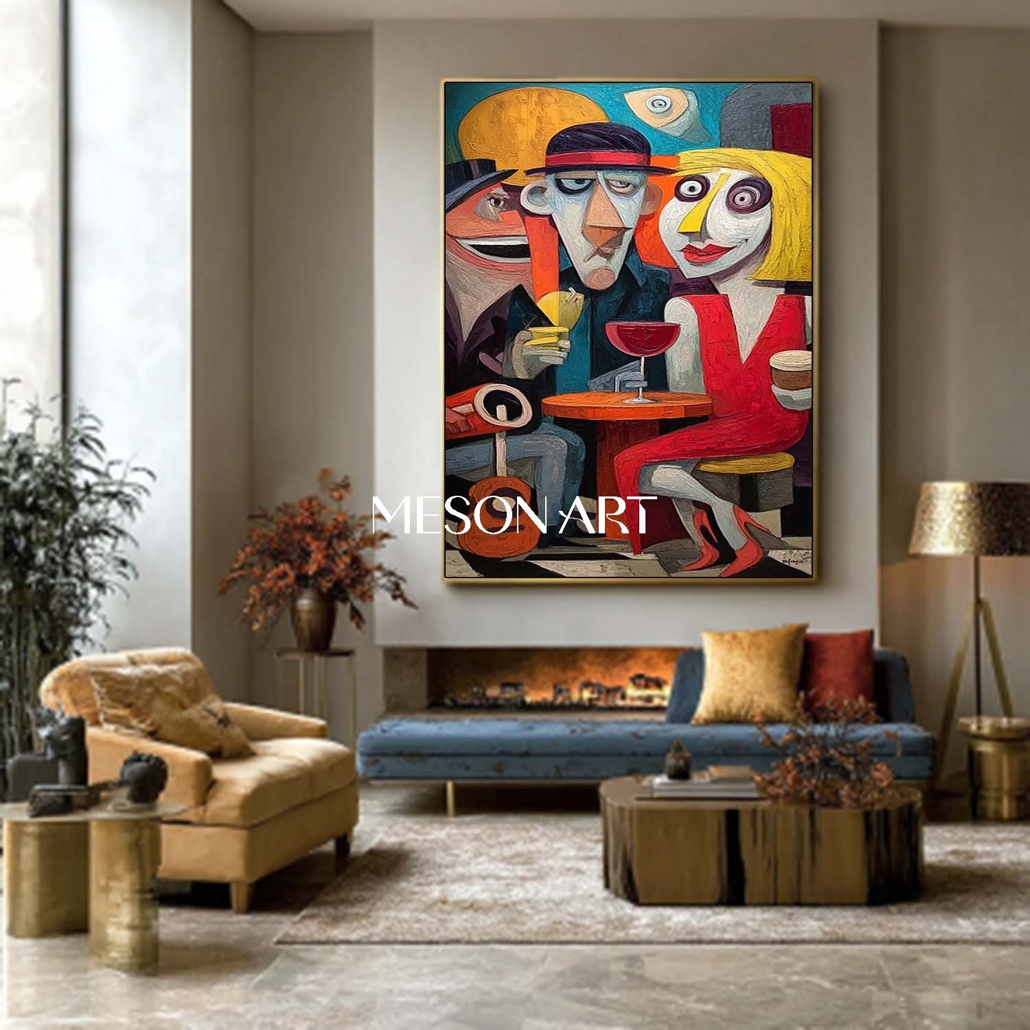Buy Large Playful Pop Art Abstract Art with Figures for Modern On Sale