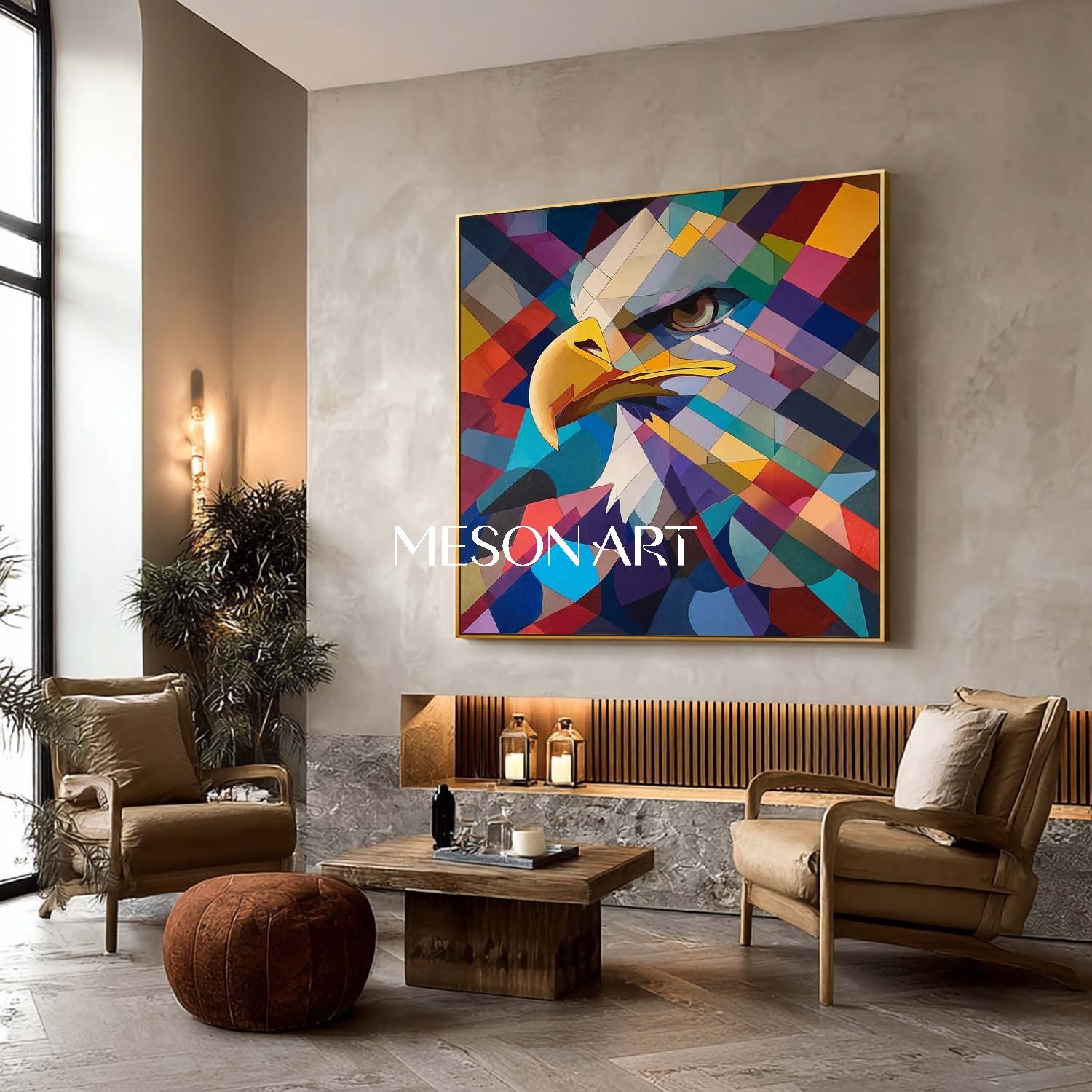 Shop Colorful Cubist Eagle Wall Art Modern Abstract Geometric Canvas