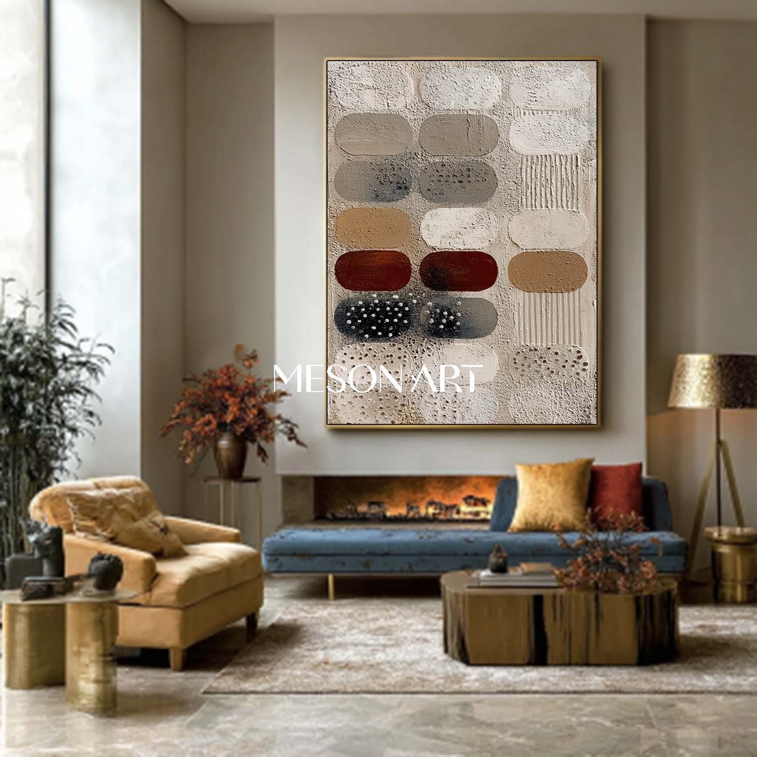 Buy Earthy Tones Wabi-Sabi Wall Art Neutral Textured Abstract Painting