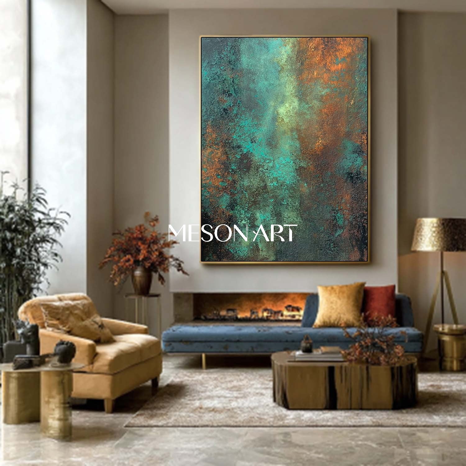 Bronze Abstract Art for Sale Bronze Living Room Canvas Wall Decor