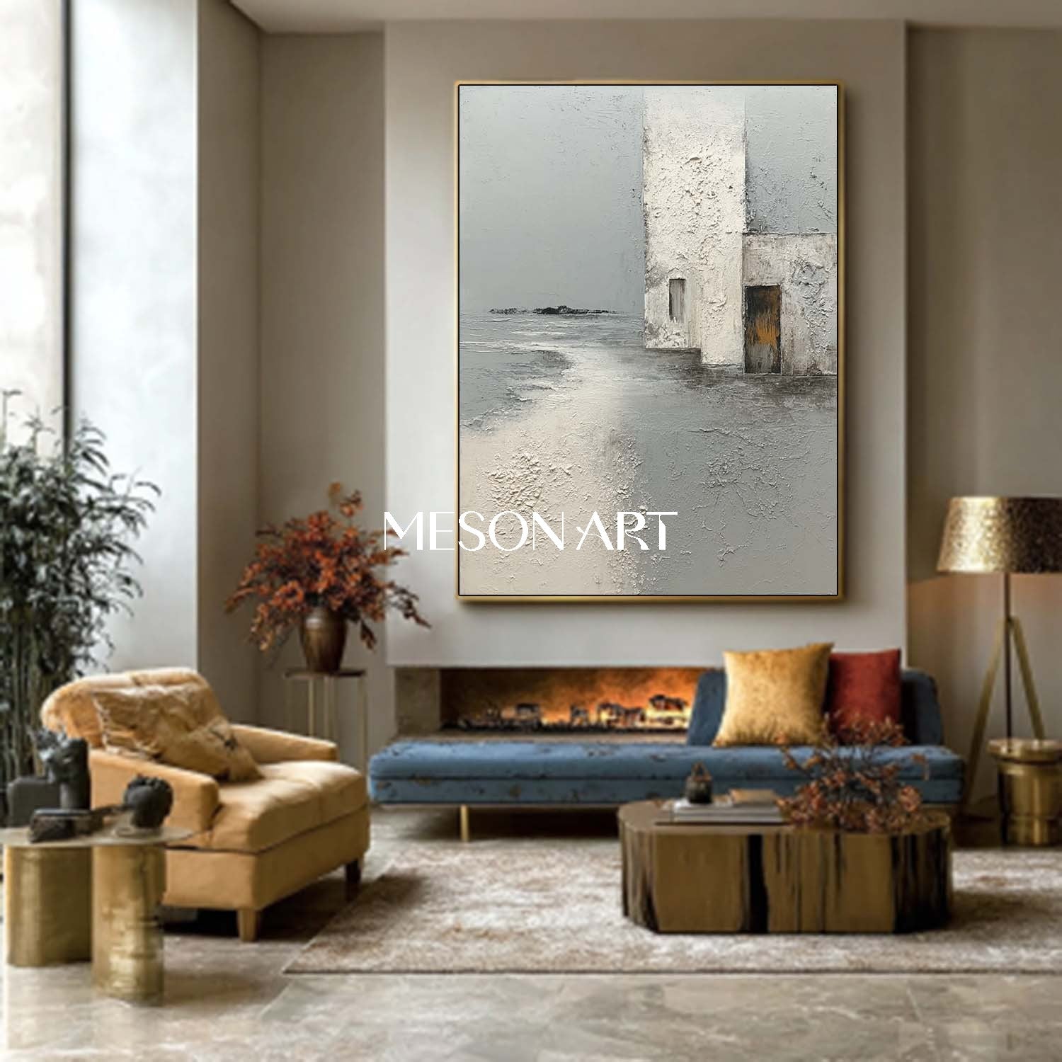 Original Wabi-Sabi Textured Gray Wall Art Vertical Abstract Painting