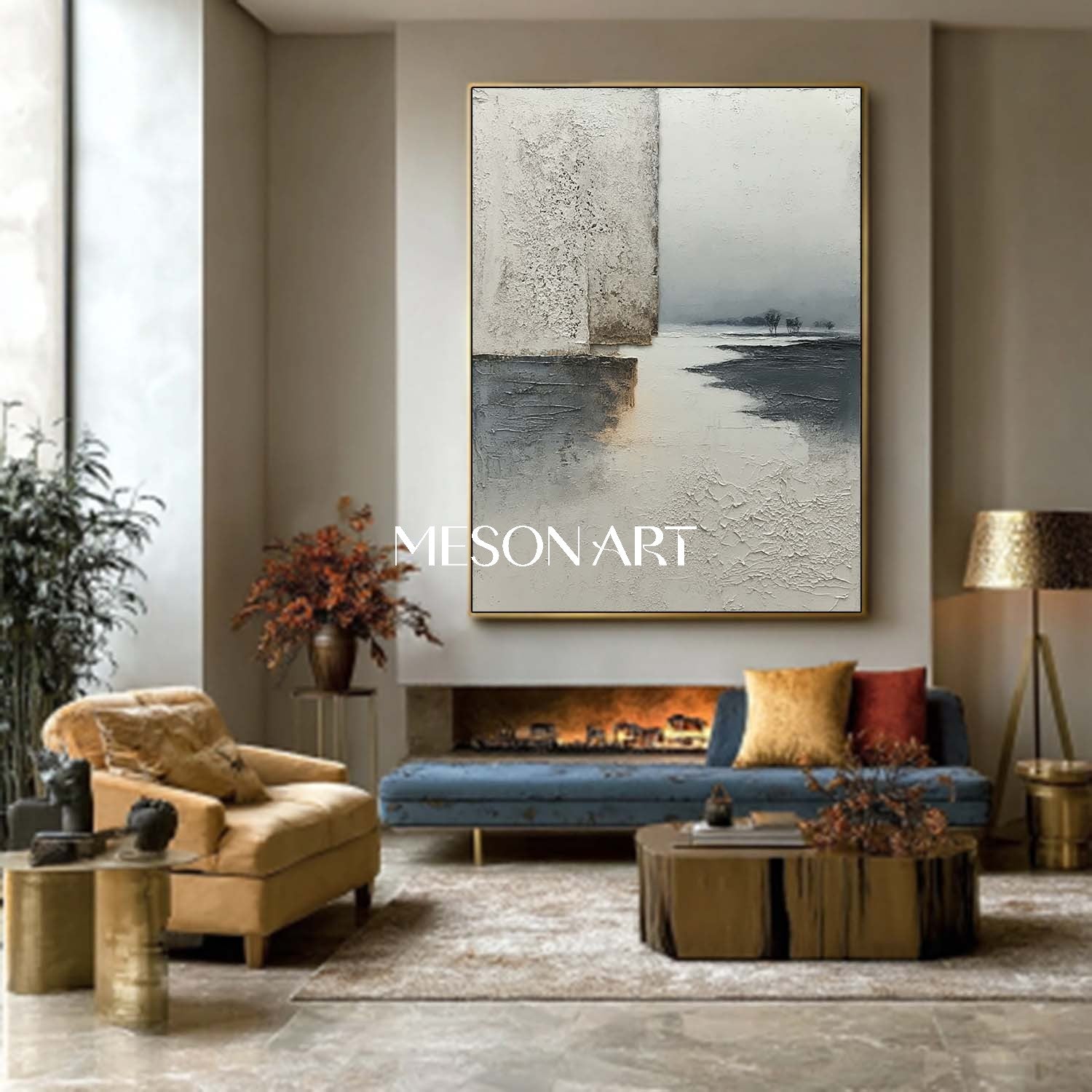 Extra Large Gray Minimalist Painting Minimalist Living Room Wall Decor