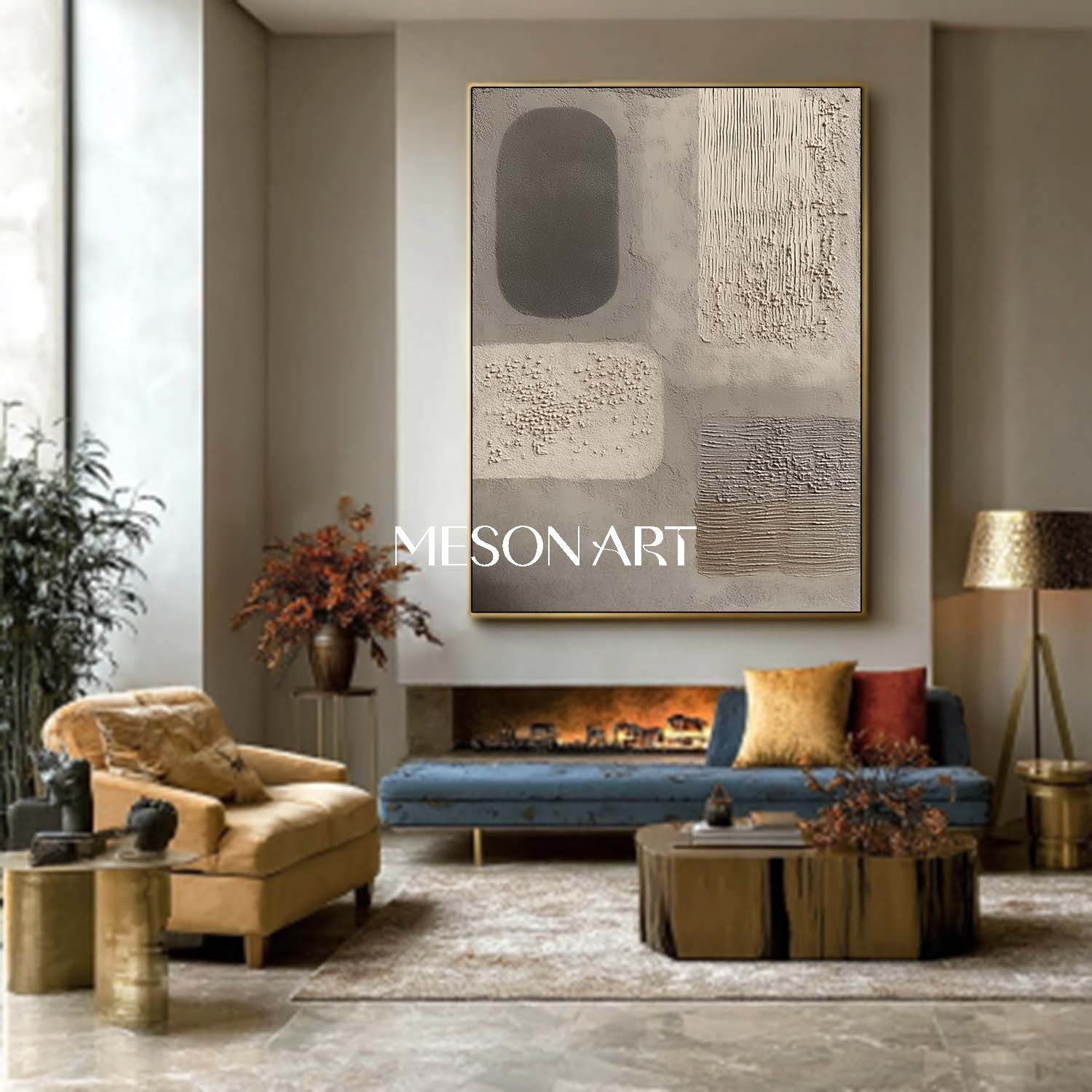 Hand Painted Heavy Textured Minimalist Art Neutral Abstract Canvas