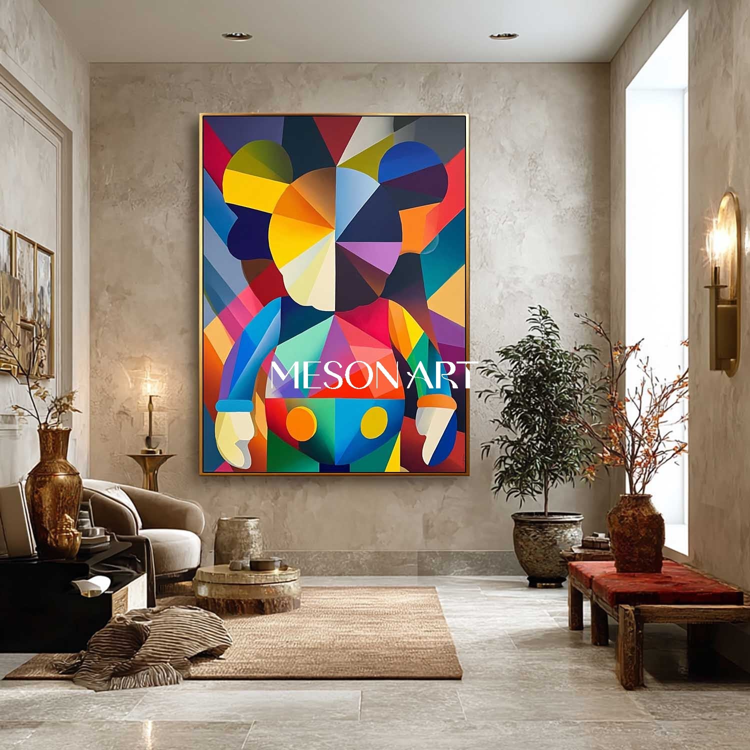 Large KAWS Vibrant Color Pop Abstract Artwork for Modern Wall Decor