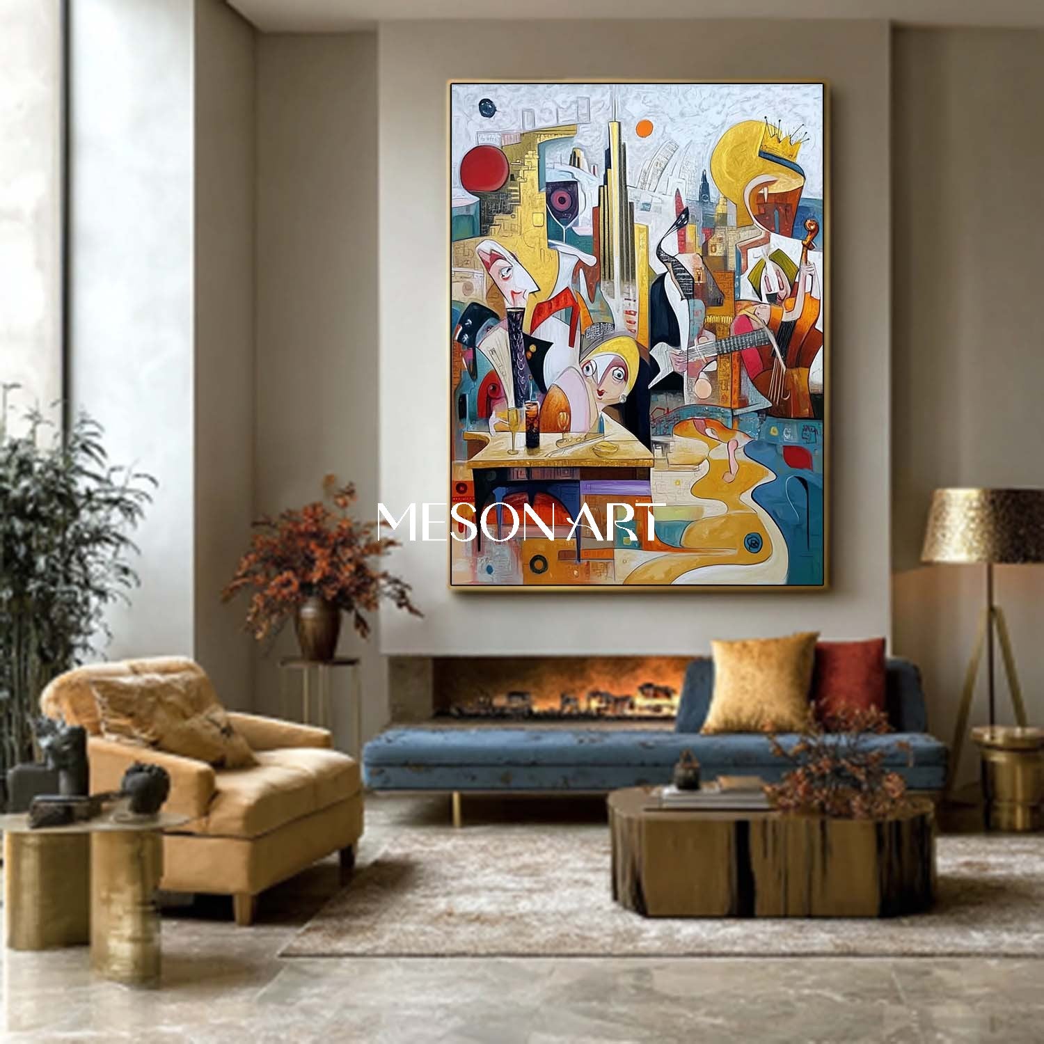 Picasso Style Cubist Figurative Painting Wall Art Living Room Decor