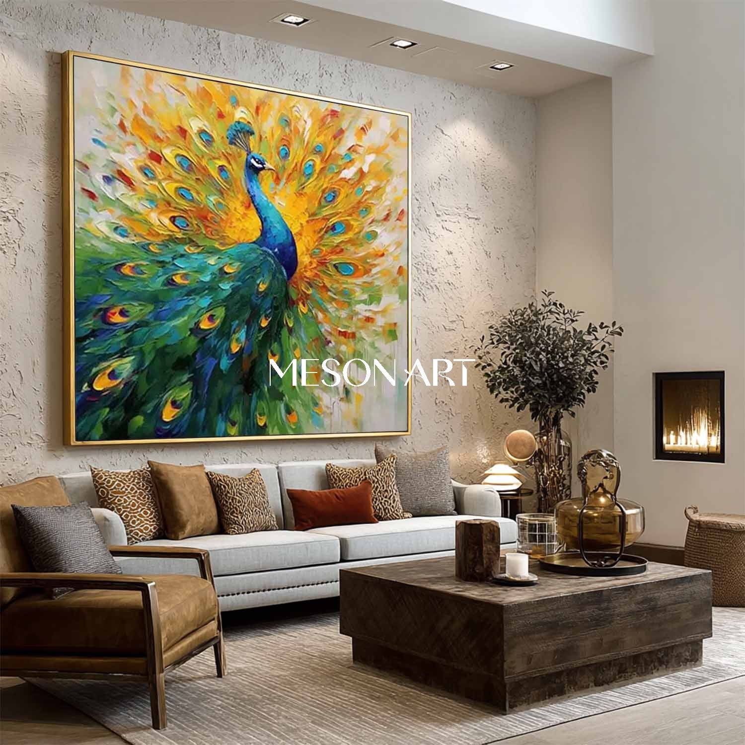 Shop Colorful Peacock Wall Art Modern Abstract Painting Vibrant Canvas
