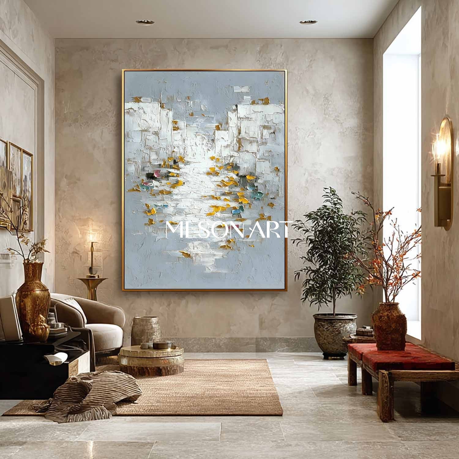 Vertical Abstract Wall Art Large Textured Modern Canvas Painting