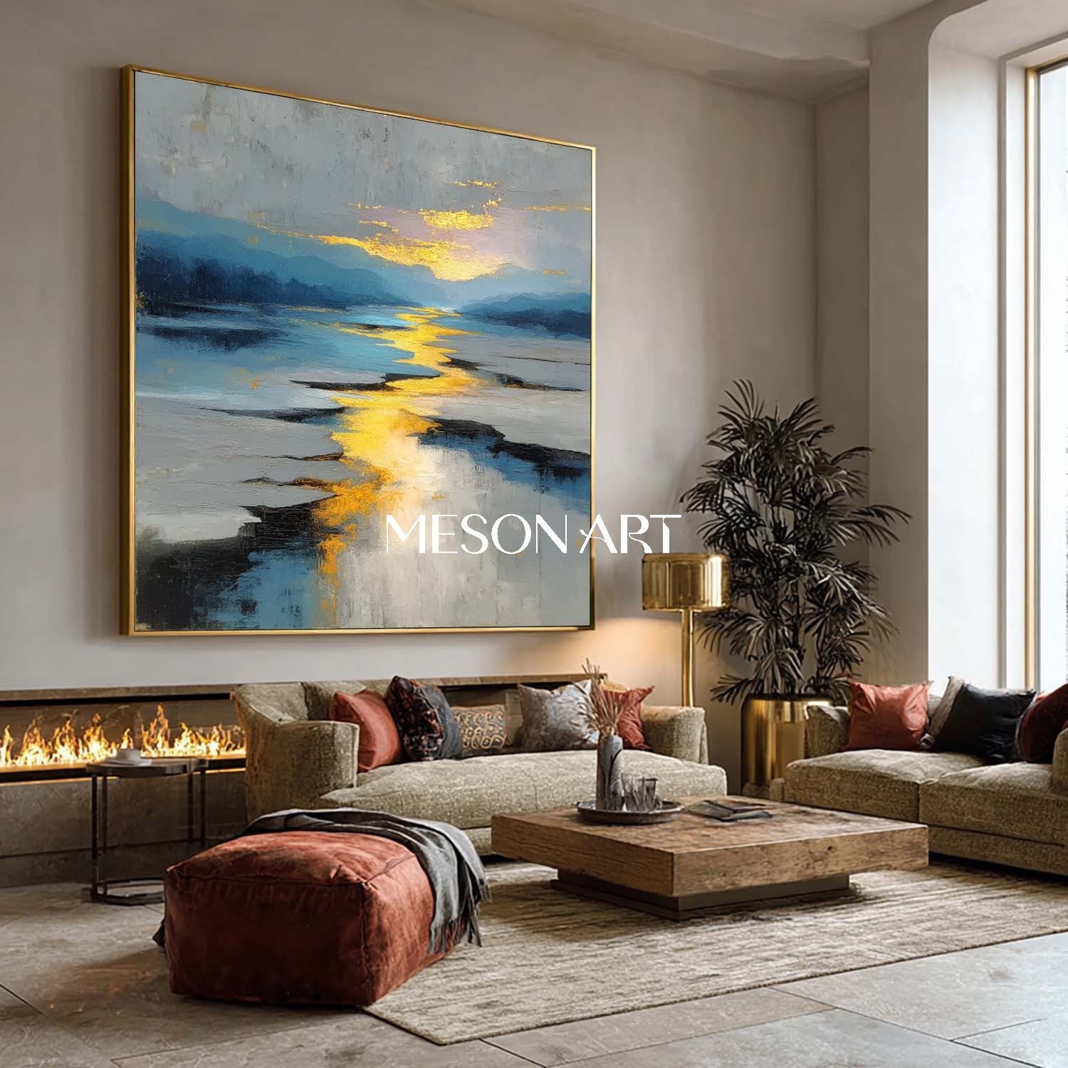 Abstract Landscape Painting 24''x 24''/ 61x 61 CM Modern Framed Canvas