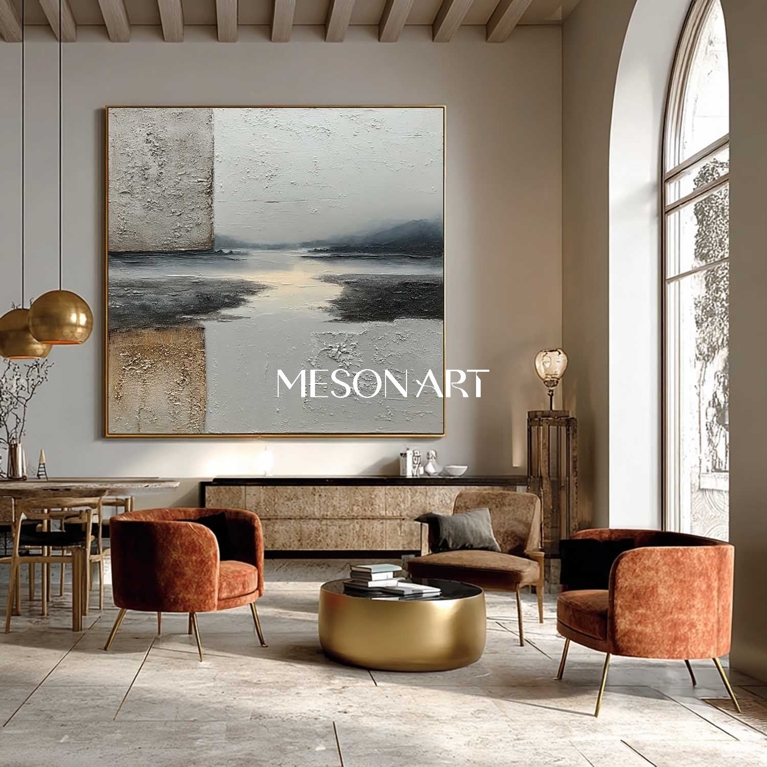 3D Gray Abstract Landscape Art Canvas On Sale Minimalist Wall Painting