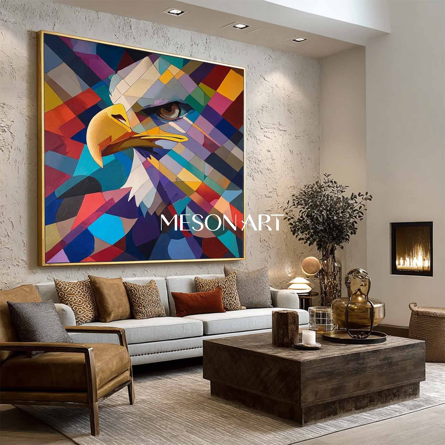 Shop Colorful Cubist Eagle Wall Art Modern Abstract Geometric Canvas