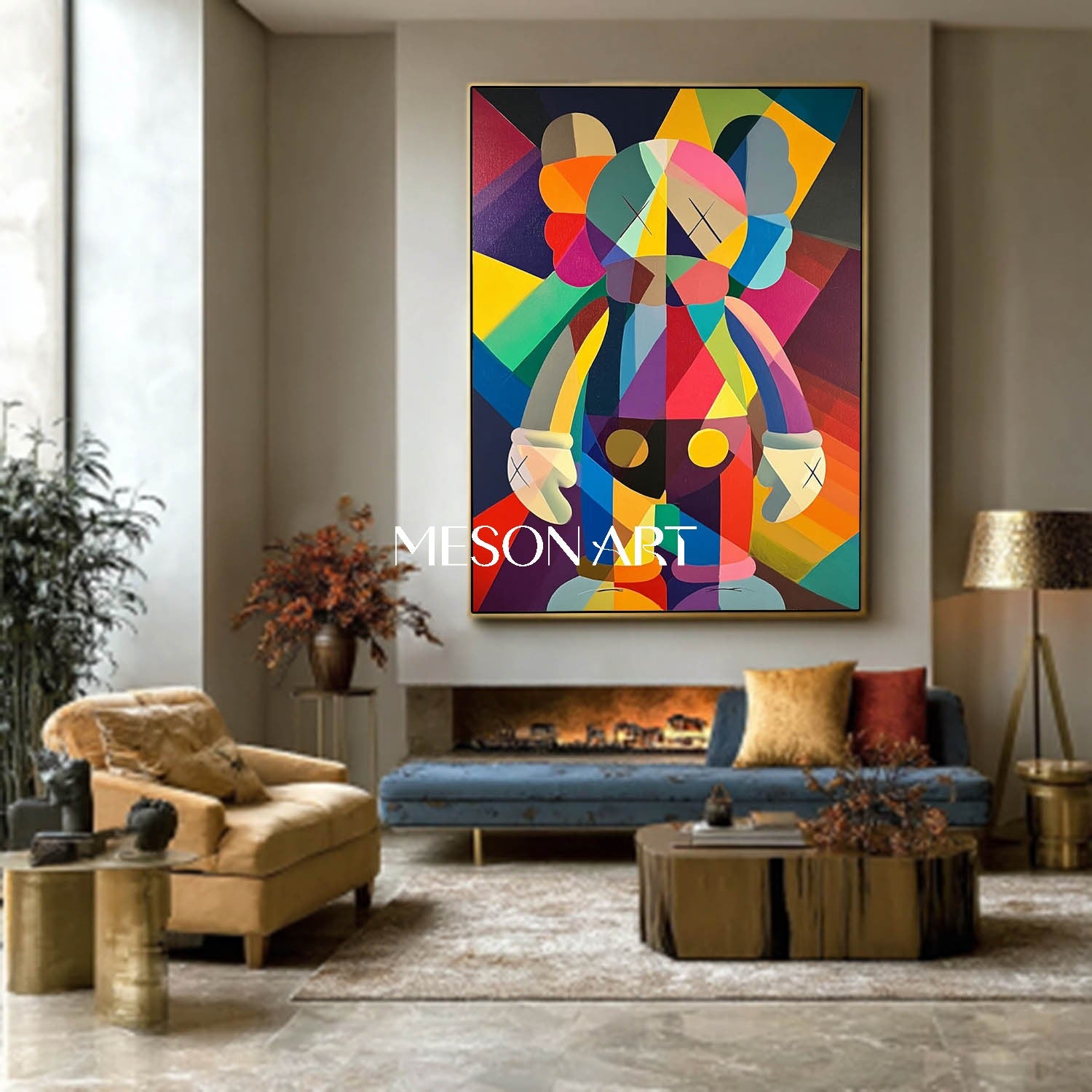 Buy KAWS Pop Abstract Painting Colorful Geometric Wall Art Living Room