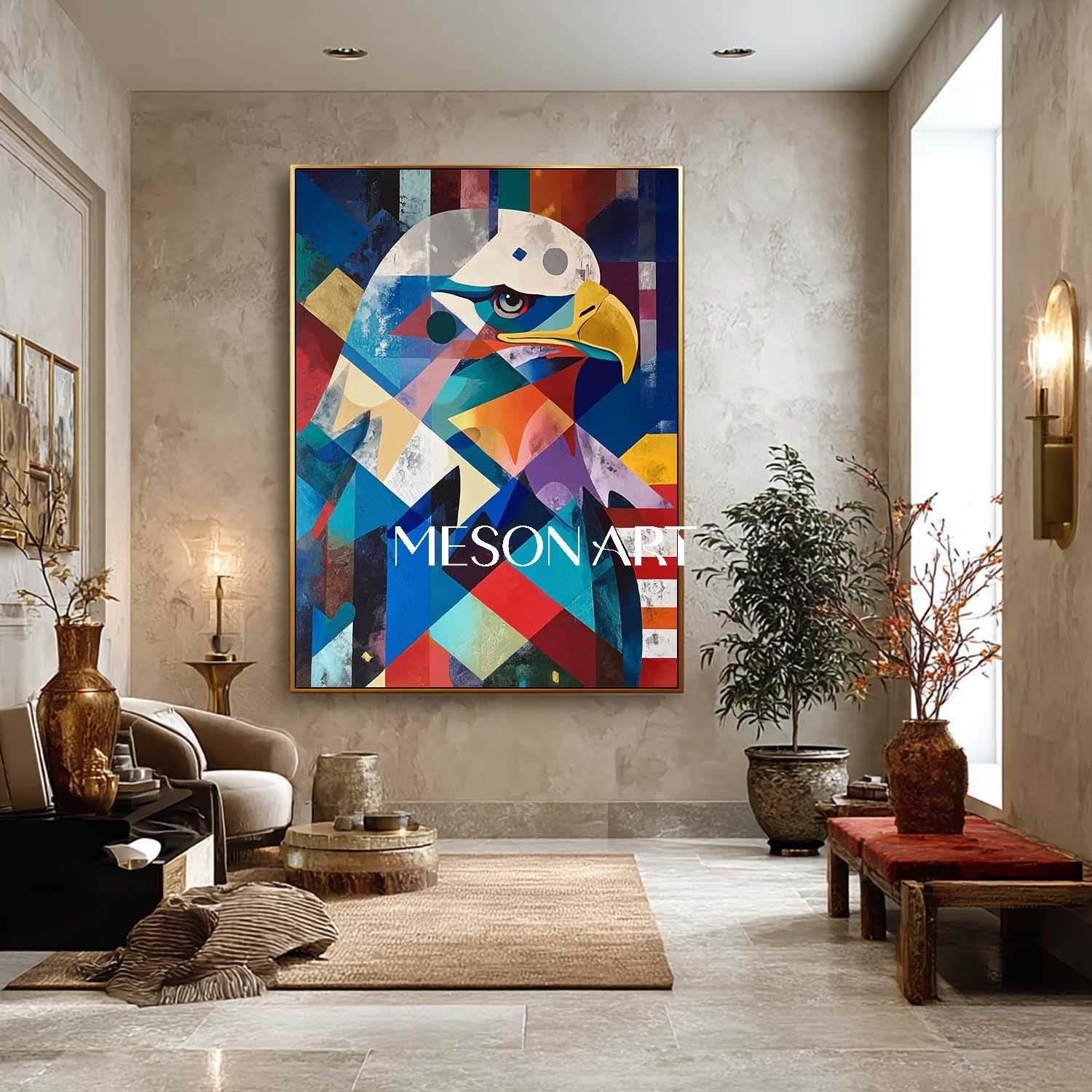 Large American Eagle Canvas Original Geometric Contemporary Wall Art