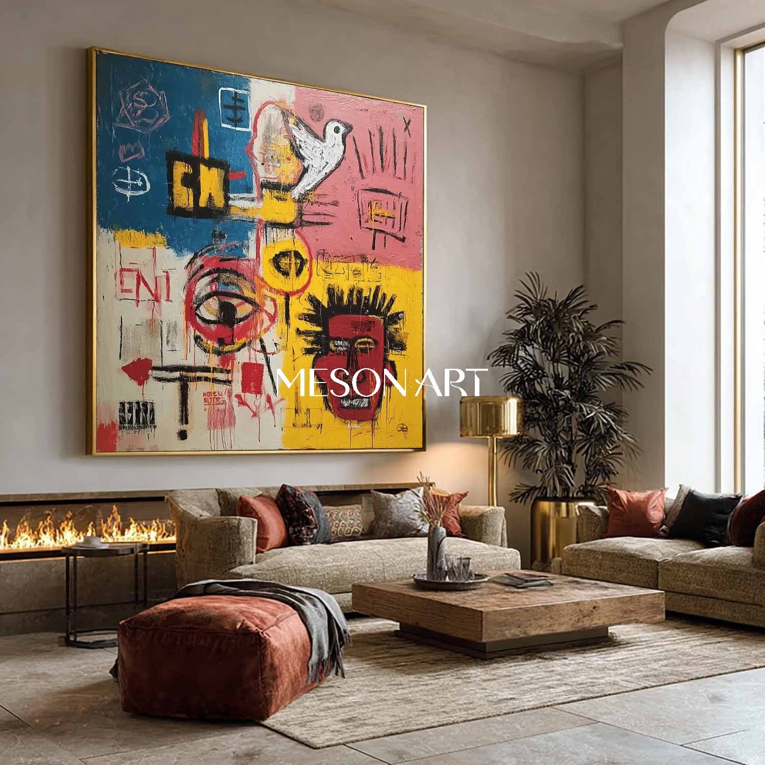 Graffiti Inspired Pop Art Canvas Bold Colors Urban Symbols Modern Wall