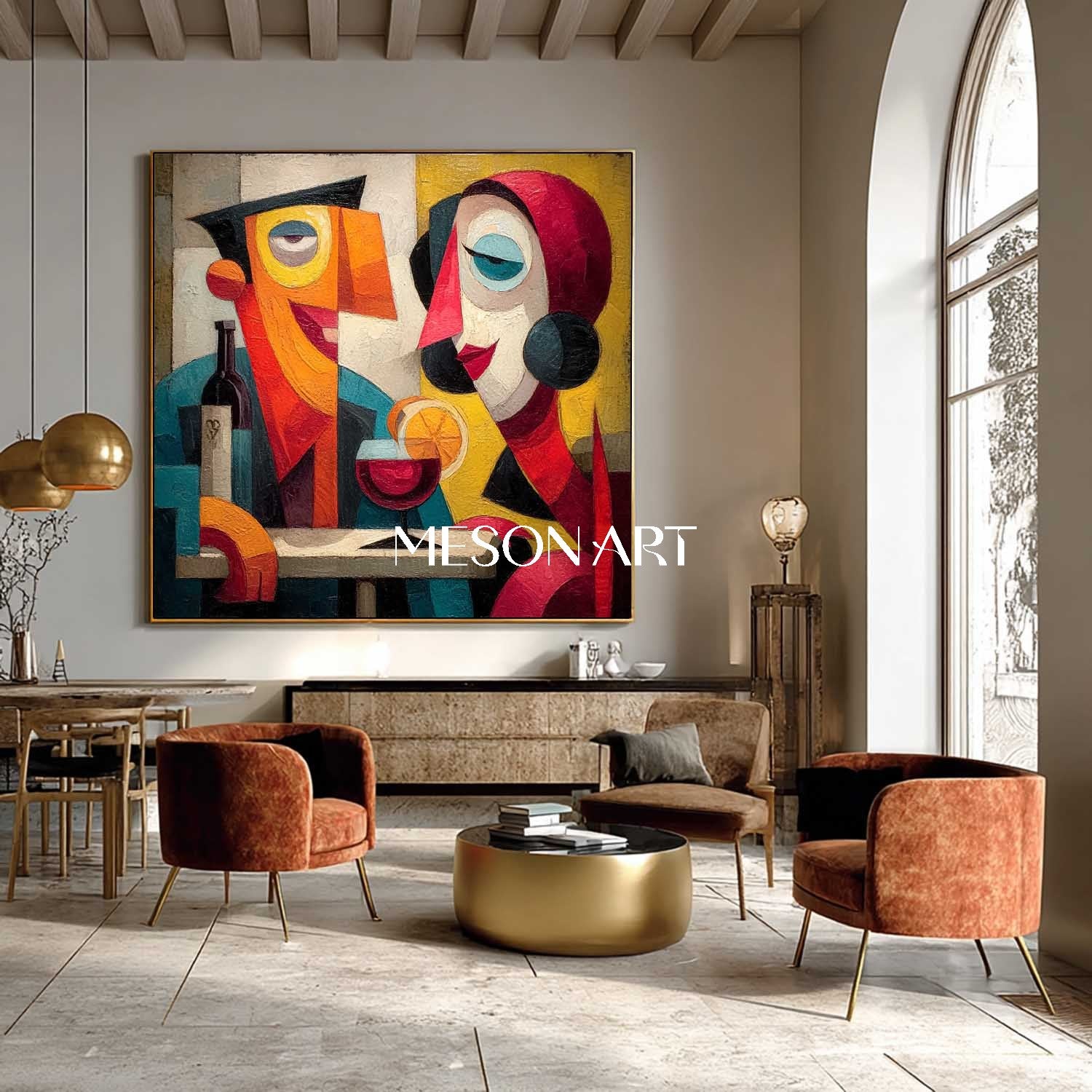 Square Bold Pop Art Abstract Art for Trendy Office or Hotel Lobby