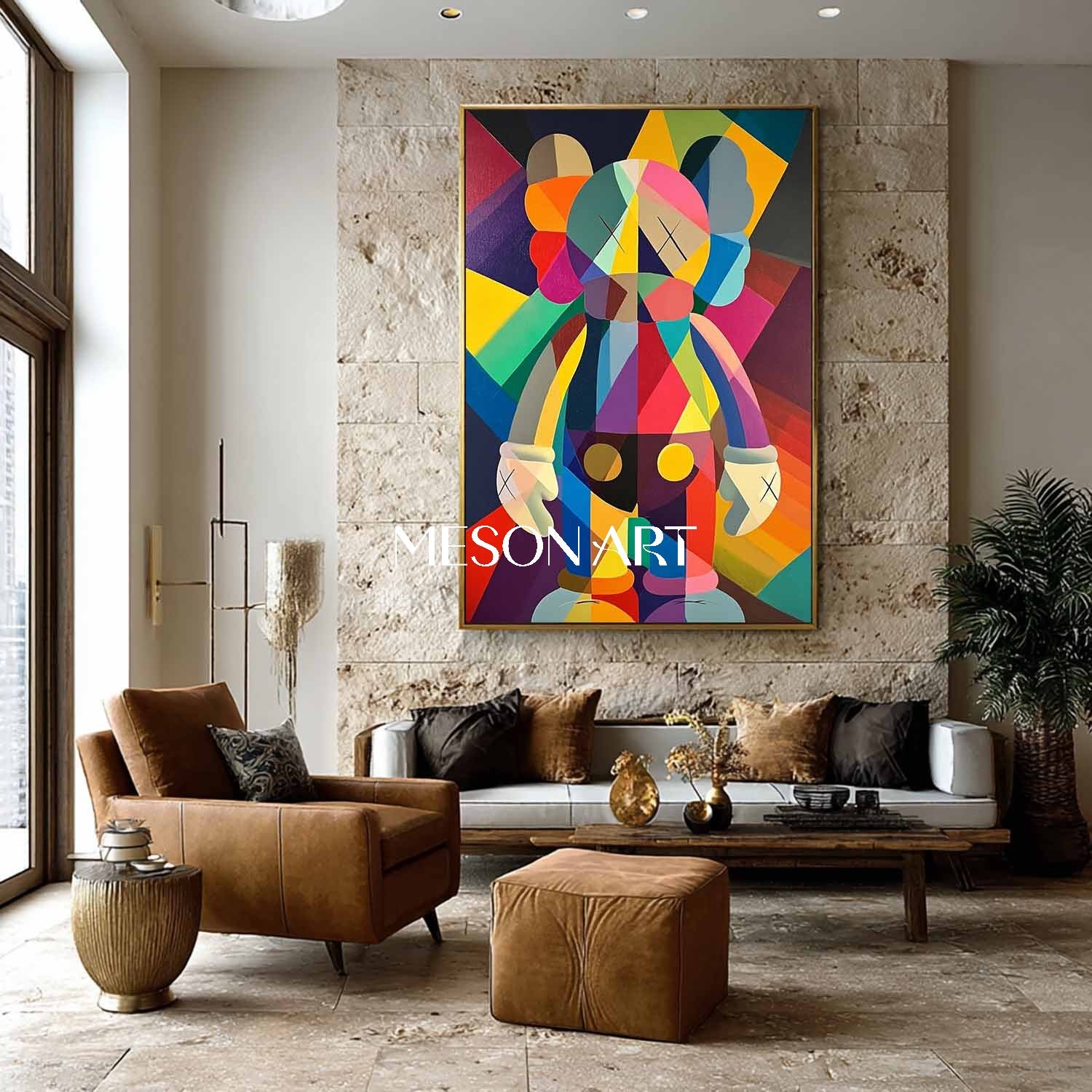 Buy KAWS Pop Abstract Painting Colorful Geometric Wall Art Living Room