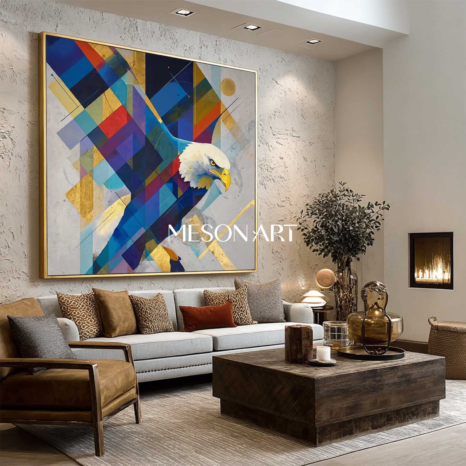Buy Modern Abstract Eagle Wall Art Geometric Colorful Canvas Painting