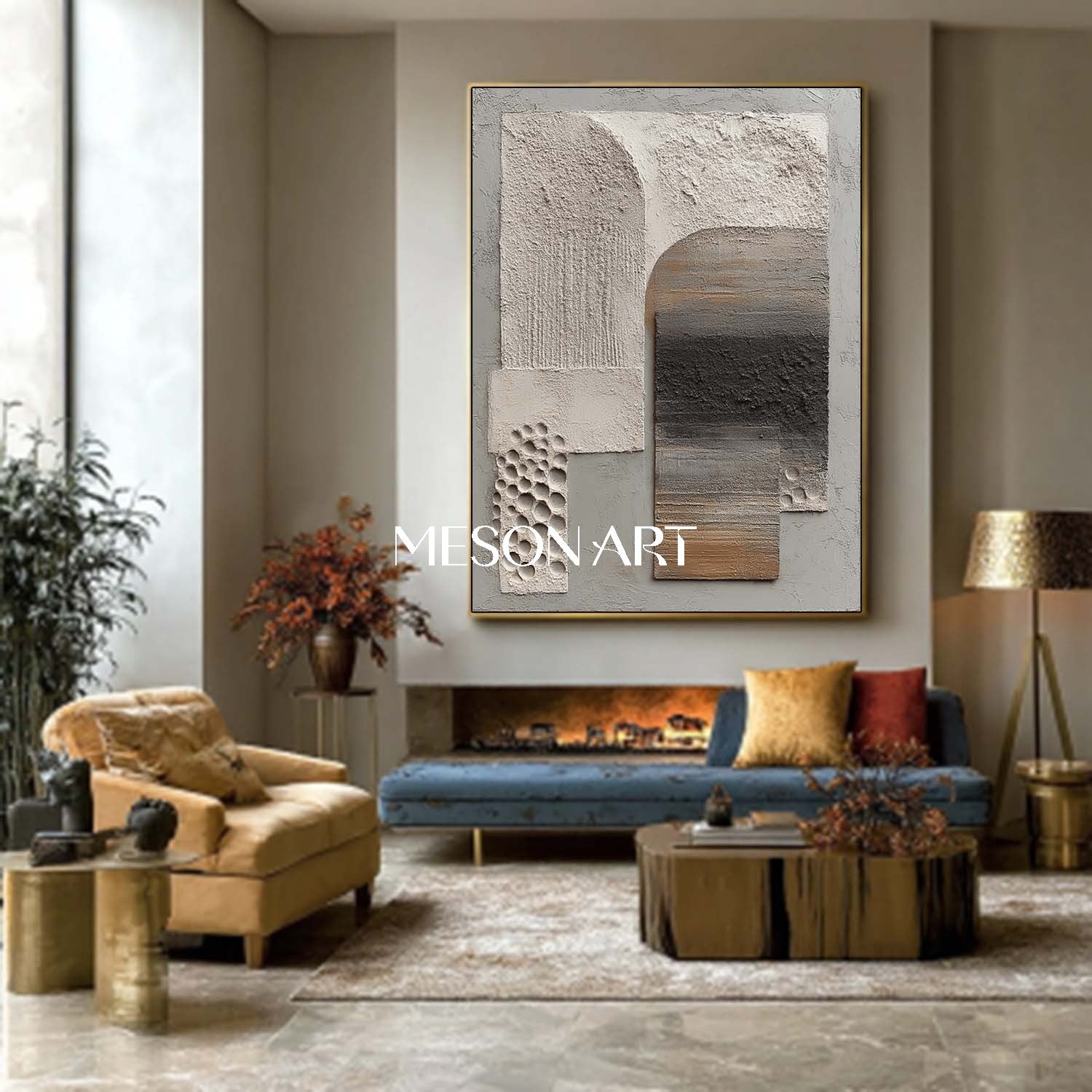 Original Wabi-Sabi Heavy Textured Abstract Painting Neutral Wall Art