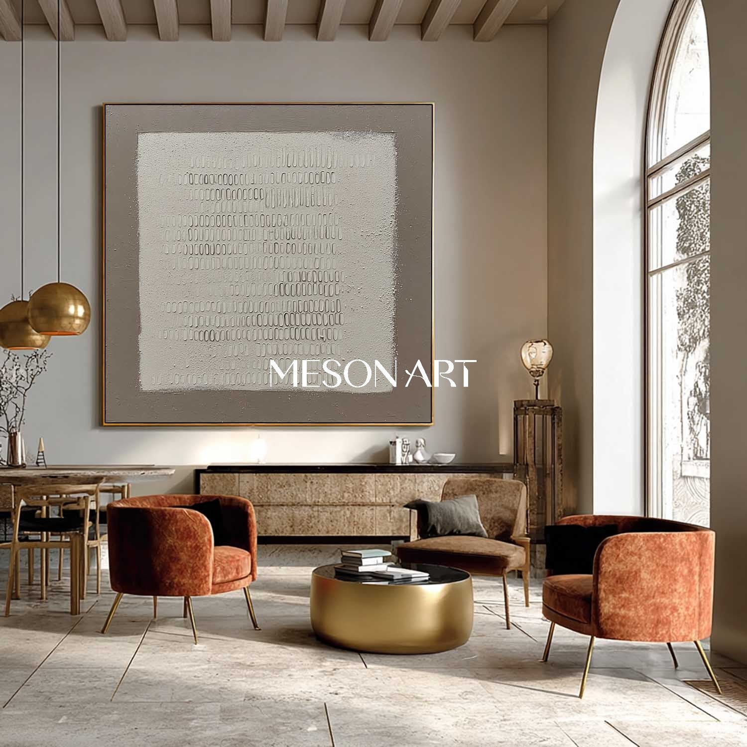 Original Large Wabi-Sabi Plaster Art Gray Handmade Painting Living Room