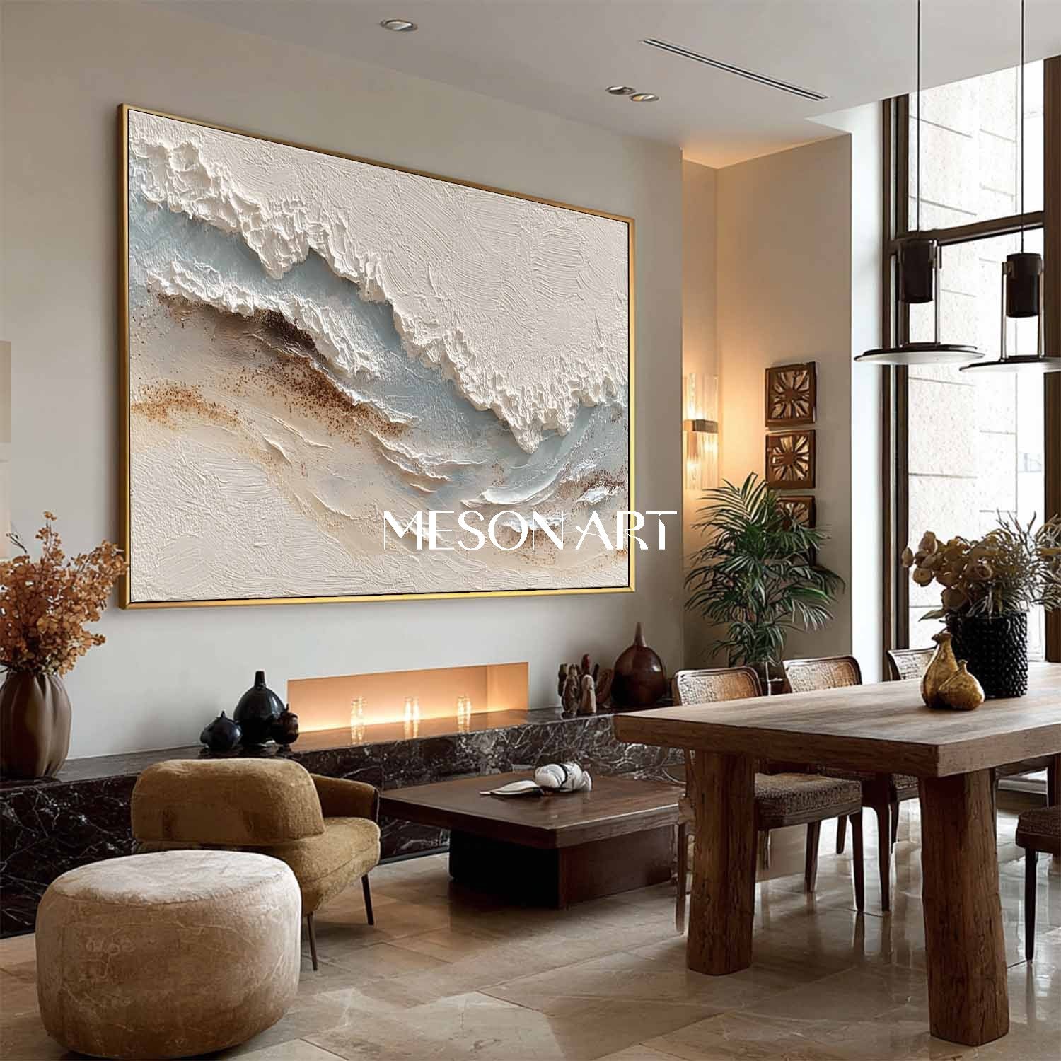 Large White Ocean Wave Texture Wall Mural Living Room Wave Wall Decor